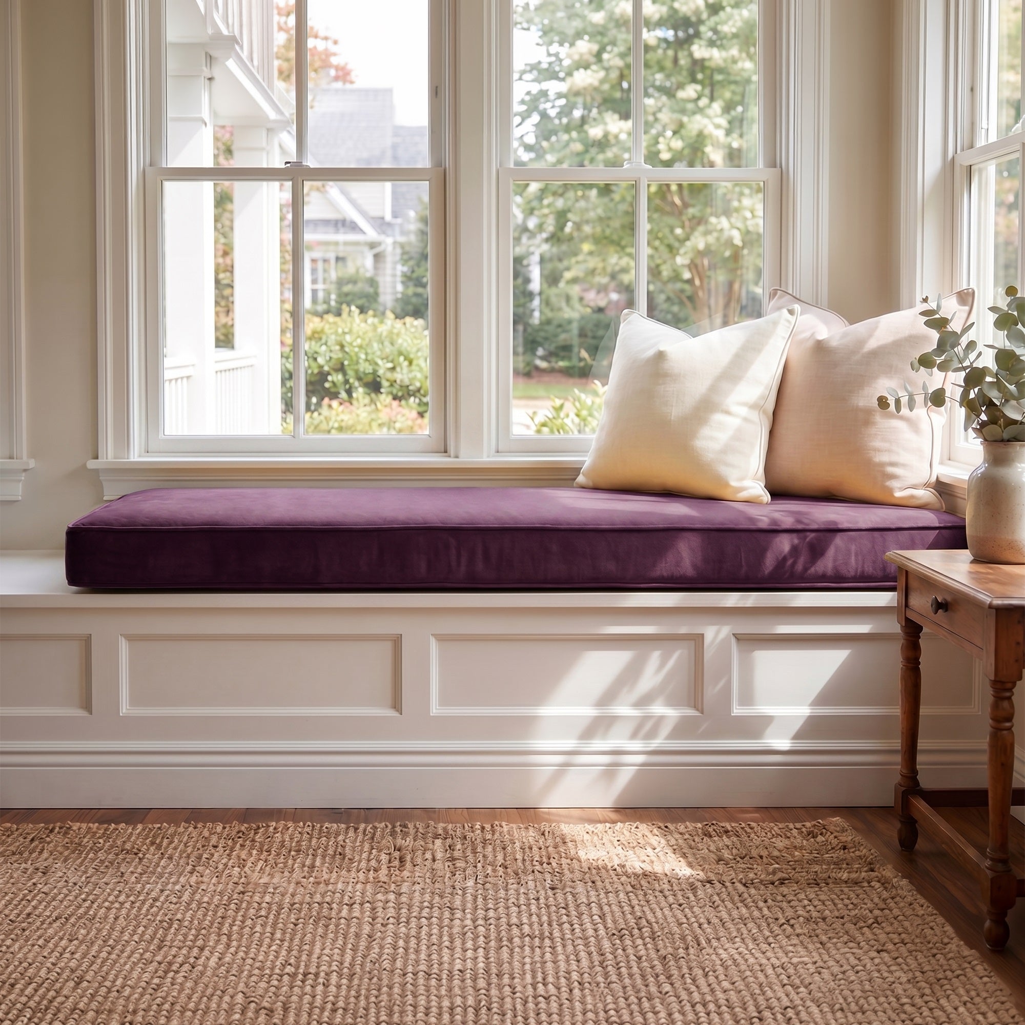 Custom Velvet & Cotton Purple Flat Window Seat Cushion - Baby 12