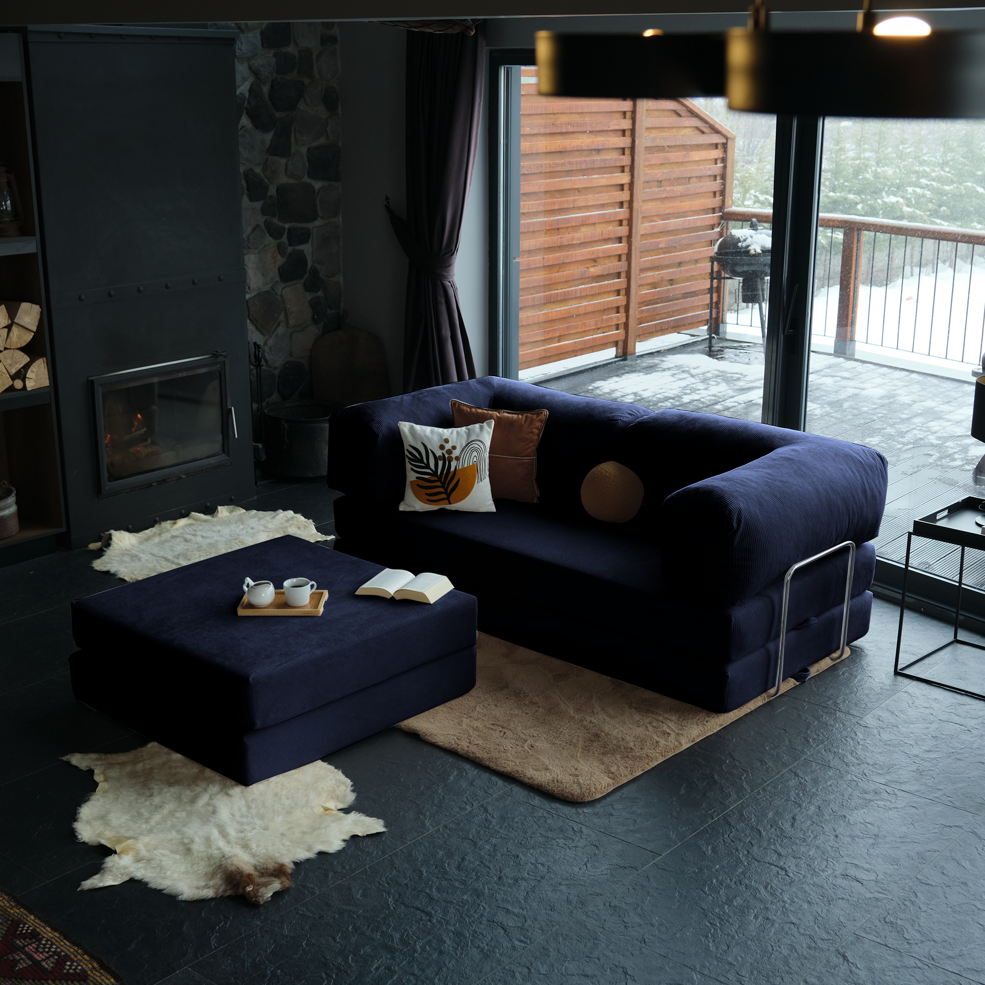 Teddy Corner Sofa Bed- Mustard