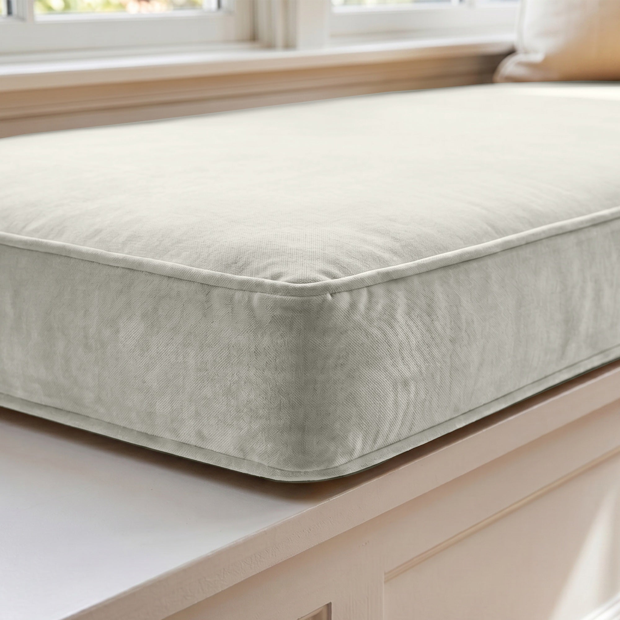 Custom Velvet & Cotton Gray Flat Window Seat Cushion COVER - Baby 2
