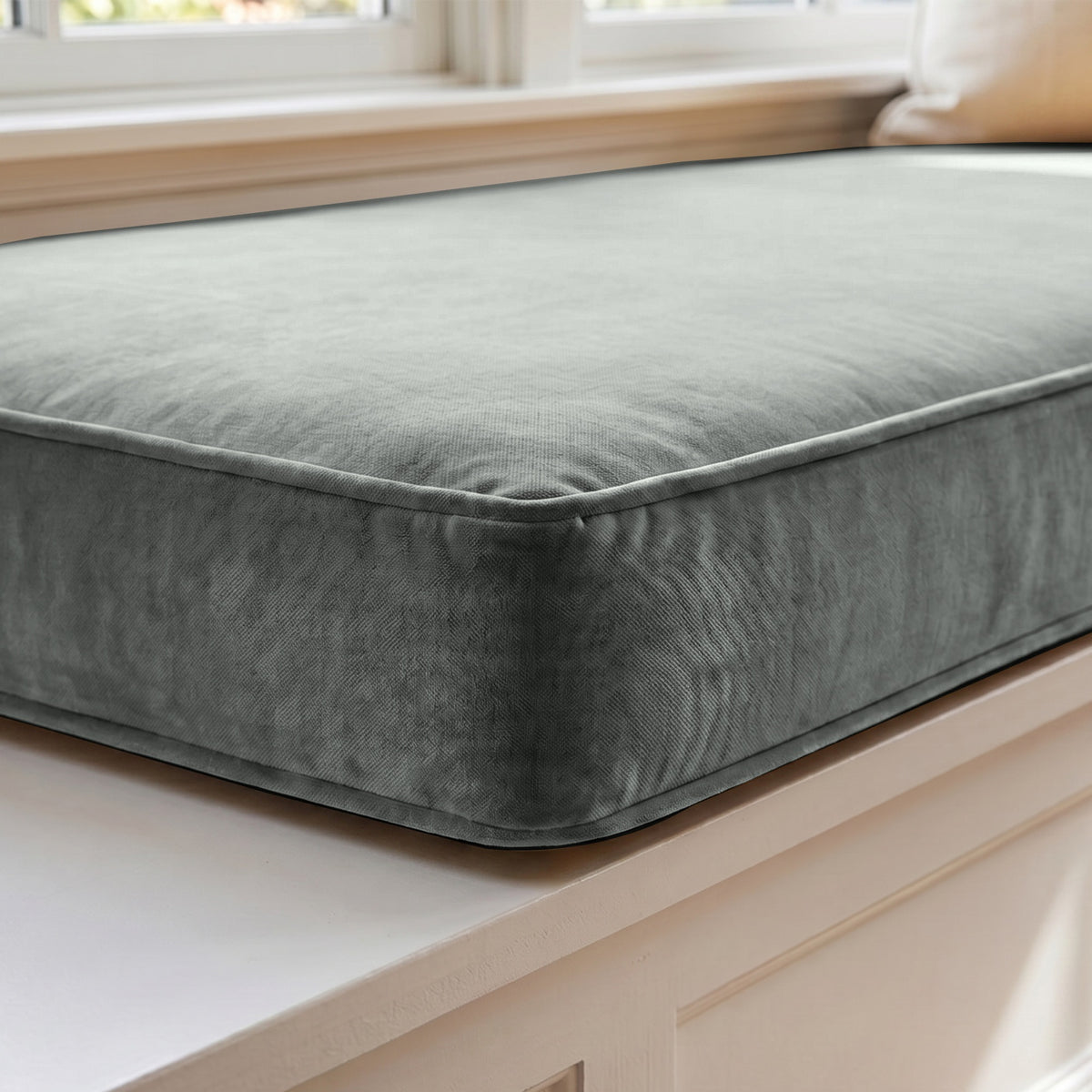 Custom Velvet & Cotton Milky Coffee  Flat Window Seat Cushion - Baby 5