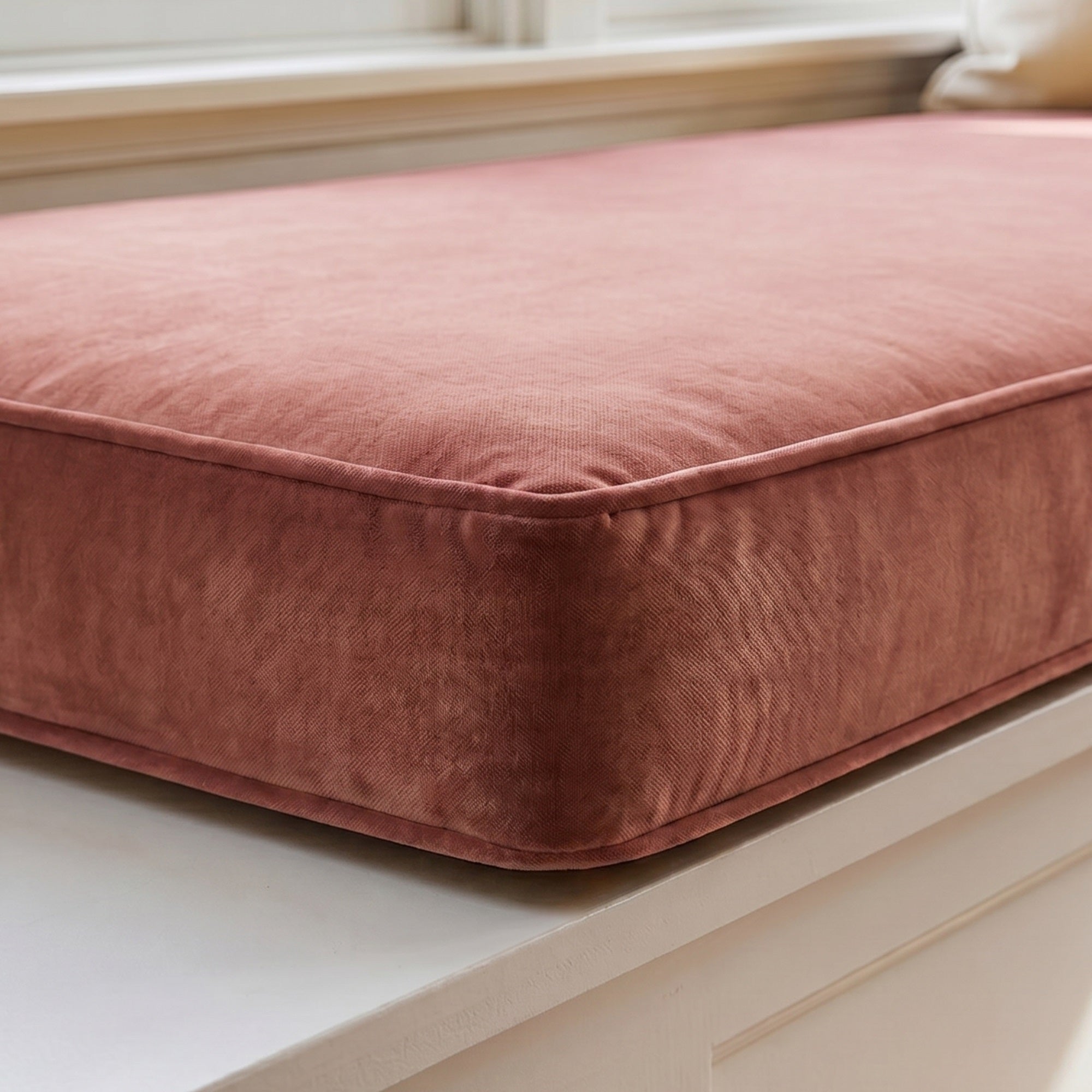 Custom Velvet & Cotton Dusty Rose Flat Window Seat Cushion - Baby 13