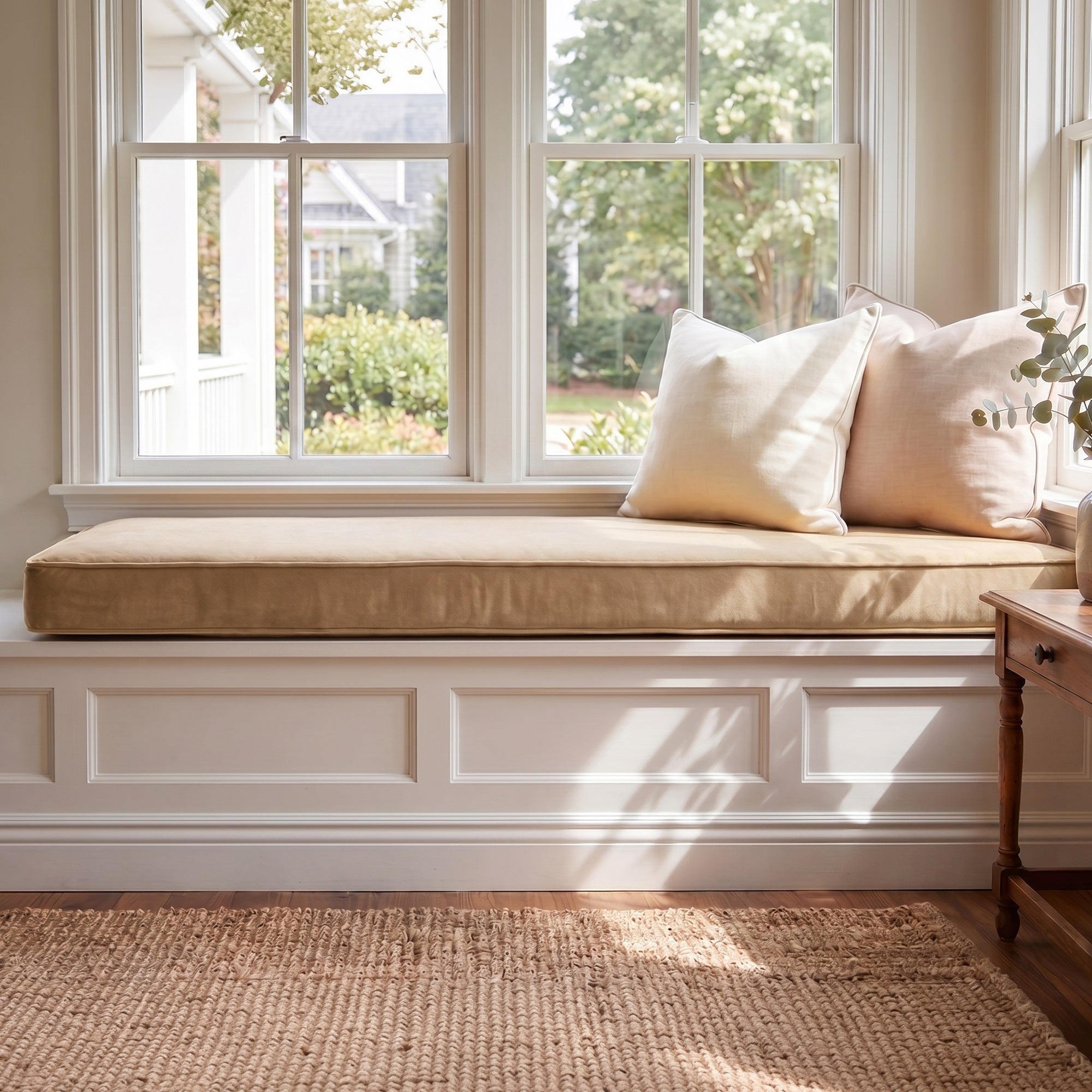 Custom Velvet & Cotton Bronze Flat Window Seat Cushion COVER - Baby 6