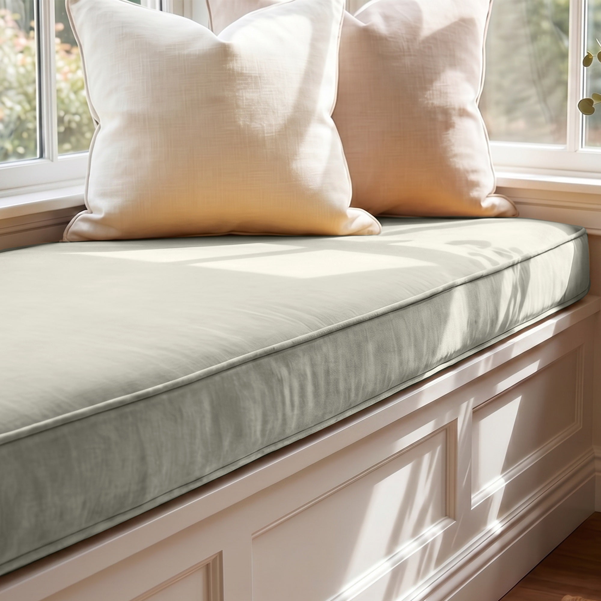 Custom Velvet & Cotton Gray Flat Window Seat Cushion COVER - Baby 4