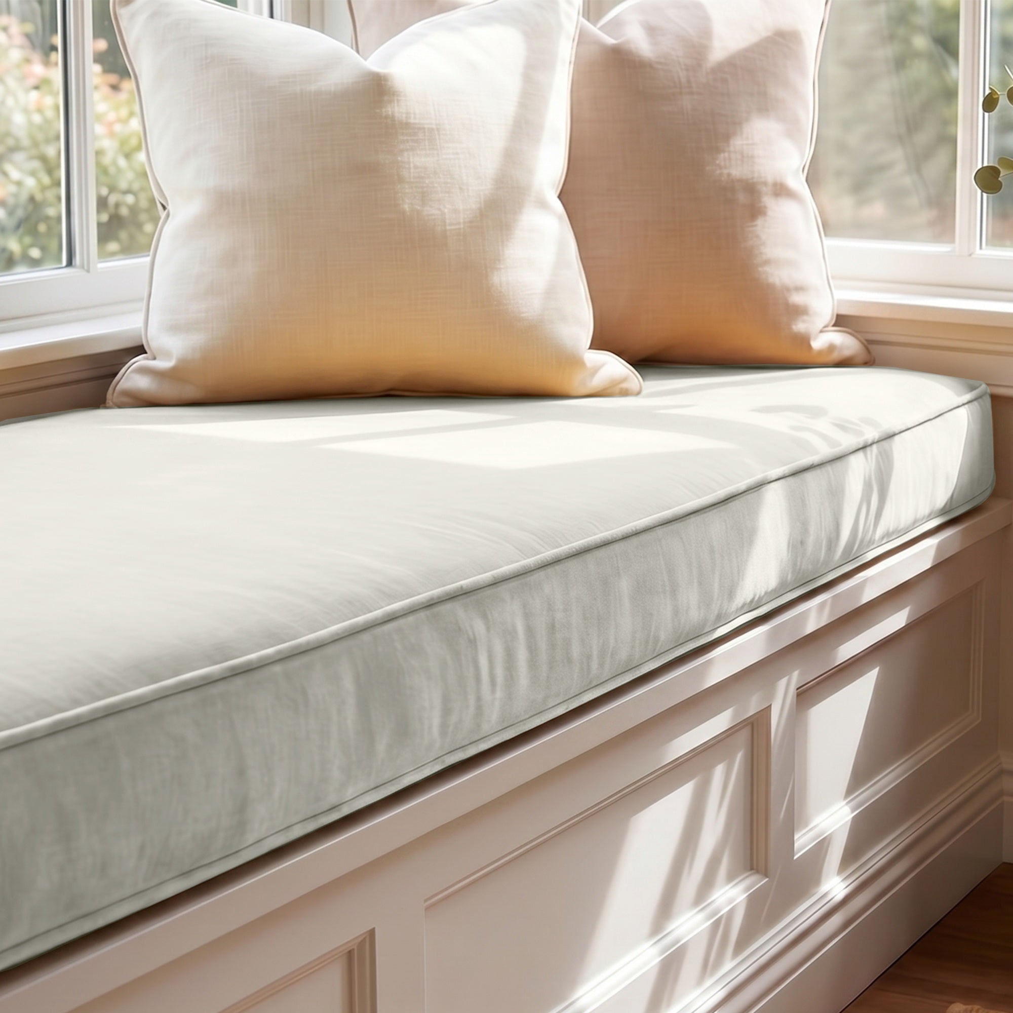 Custom Velvet & Cotton Gray Flat Window Seat Cushion COVER - Baby 2