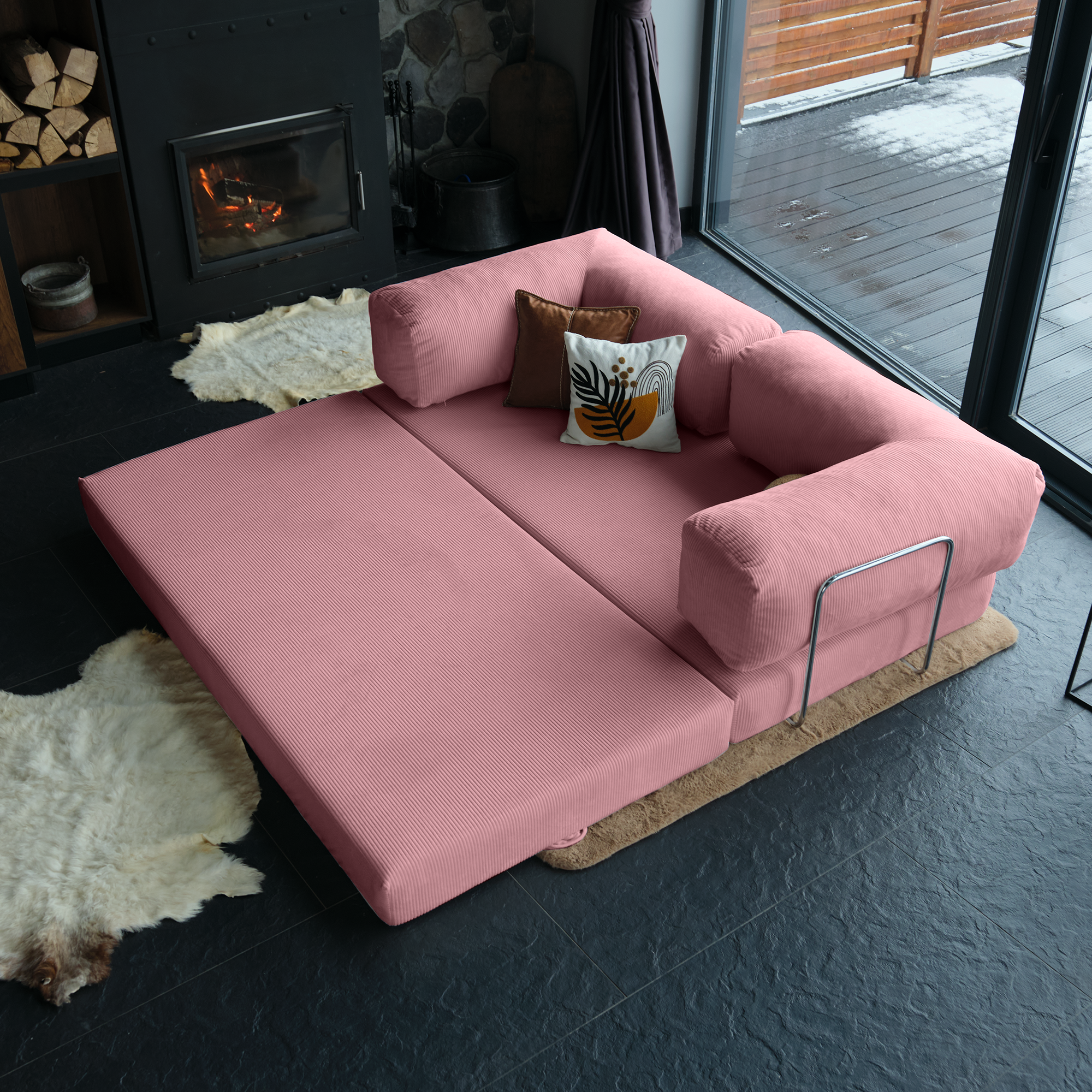 Teddy Corner Sofa Bed- Mustard