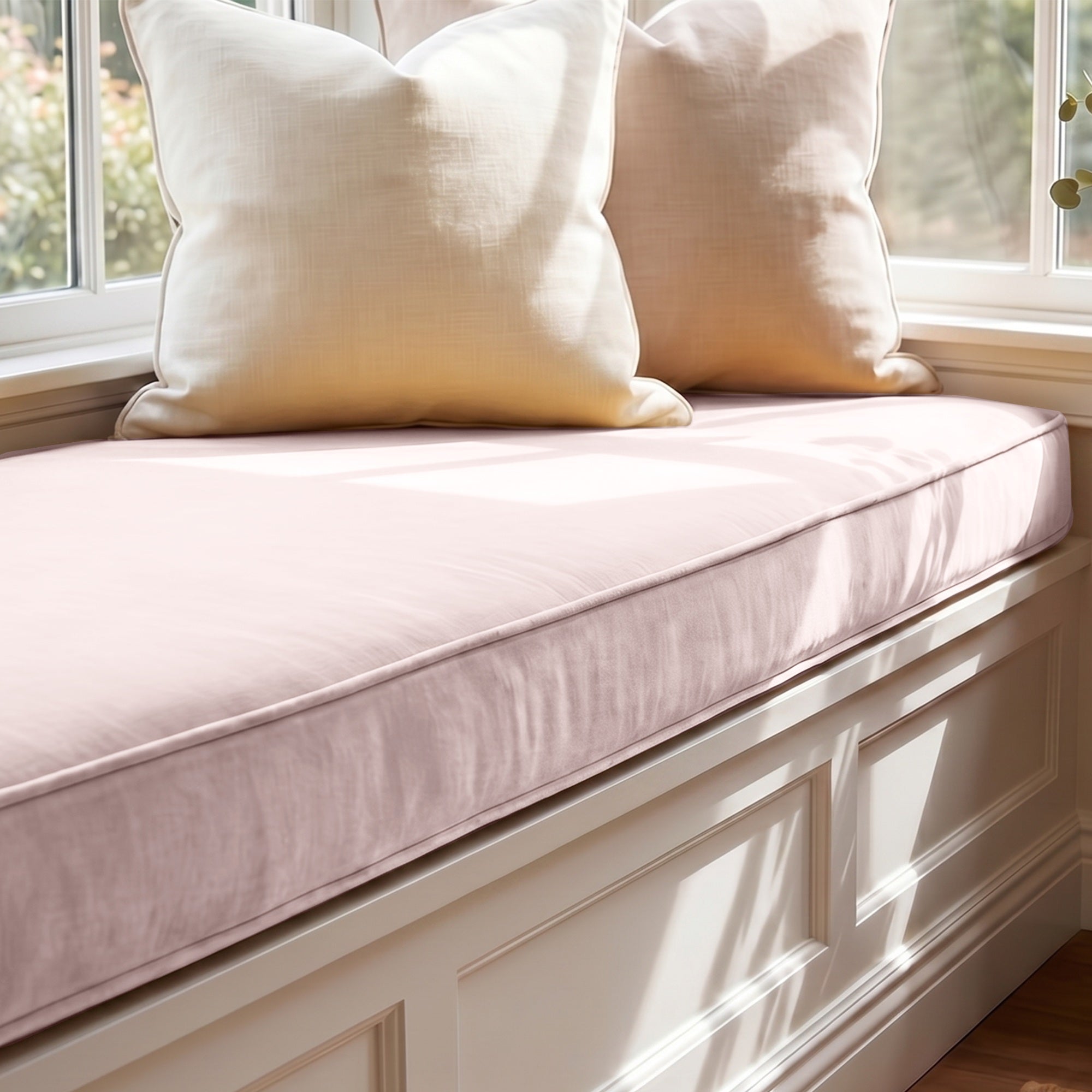 Custom Velvet & Cotton Dusty Pink Flat Window Seat Cushion COVER - Baby 10