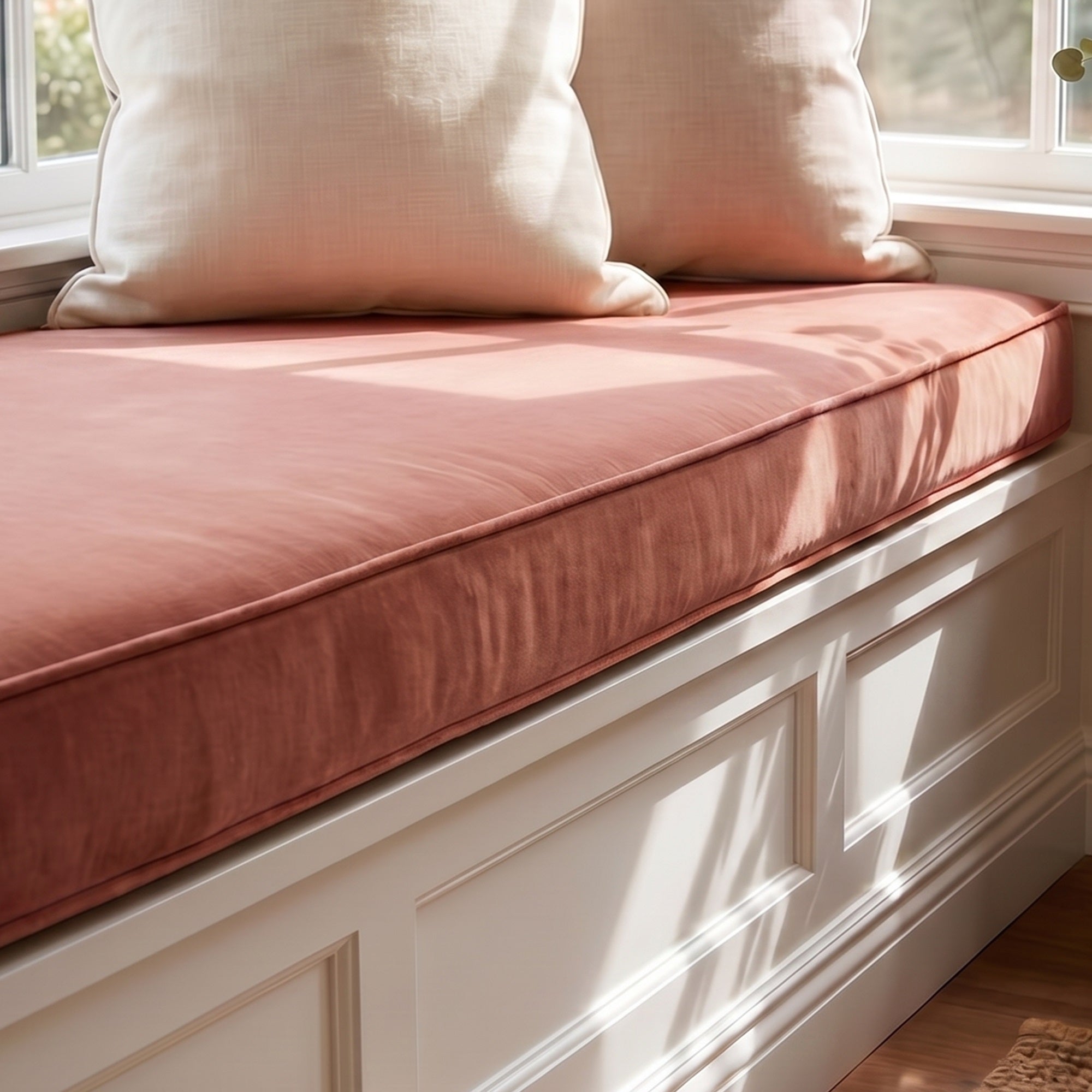 Custom Velvet & Cotton Dusty Rose Flat Window Seat Cushion - Baby 13