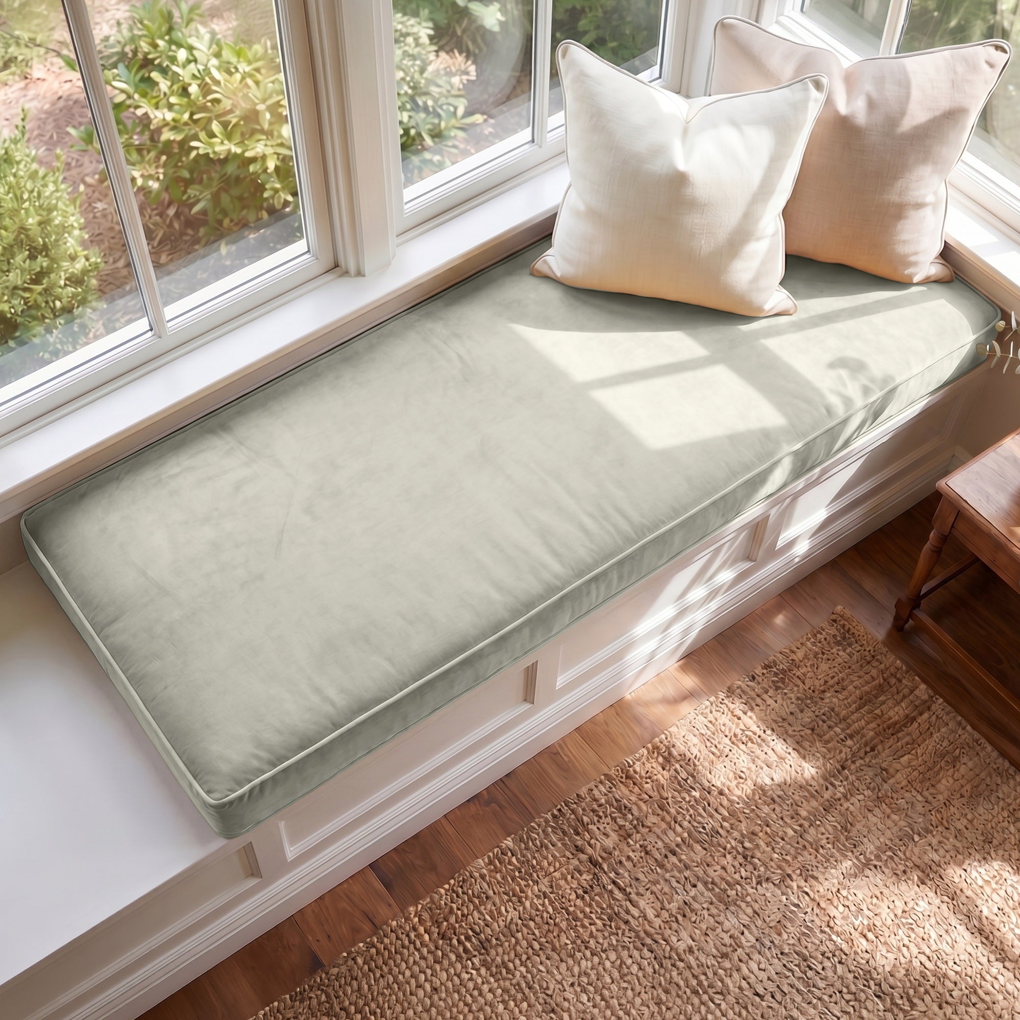 Custom Velvet & Cotton Gray Flat Window Seat Cushion COVER - Baby 4