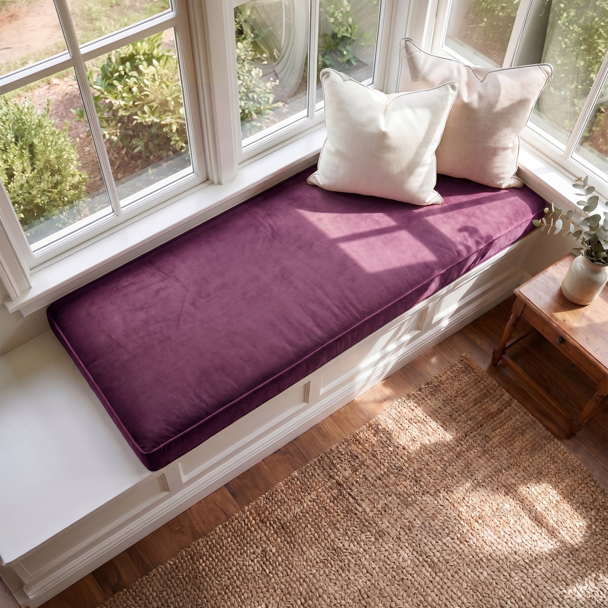 Custom Velvet & Cotton Purple Flat Window Seat Cushion - Baby 12
