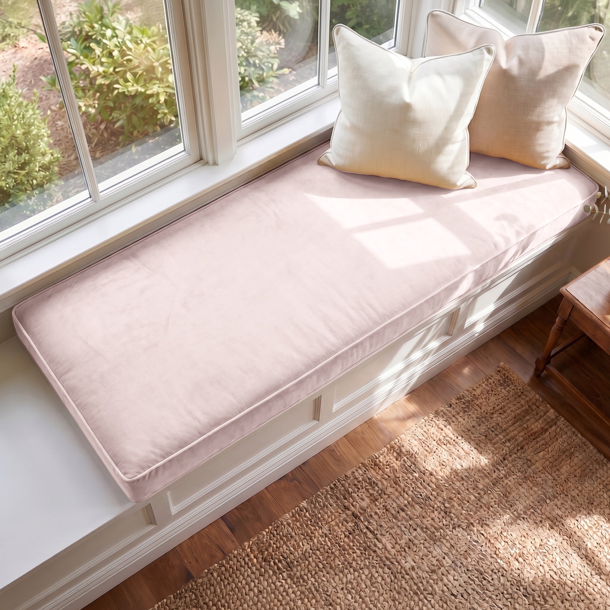 Custom Velvet & Cotton Dusty Pink Flat Window Seat Cushion COVER - Baby 10