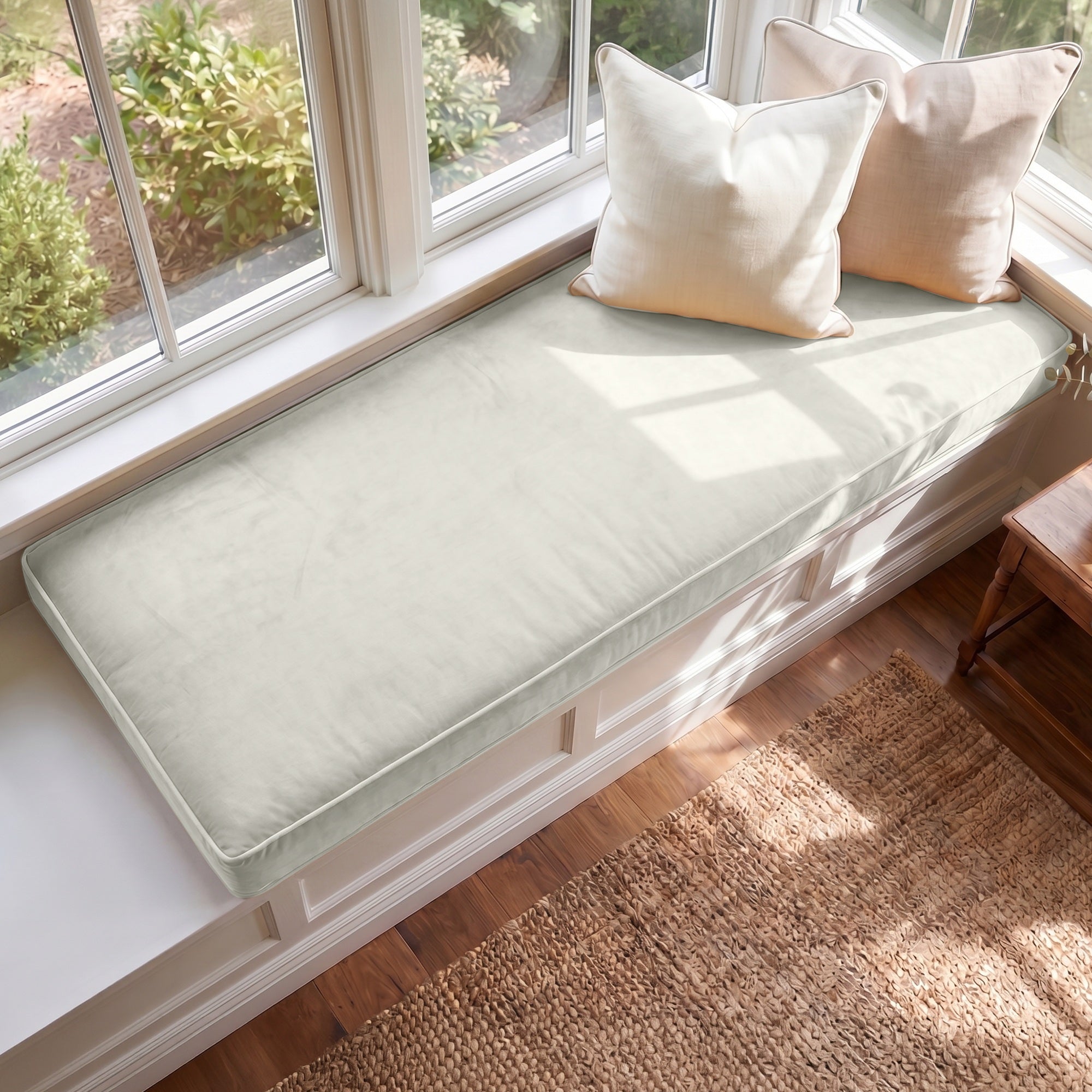 Custom Velvet & Cotton Gray Flat Window Seat Cushion COVER - Baby 2