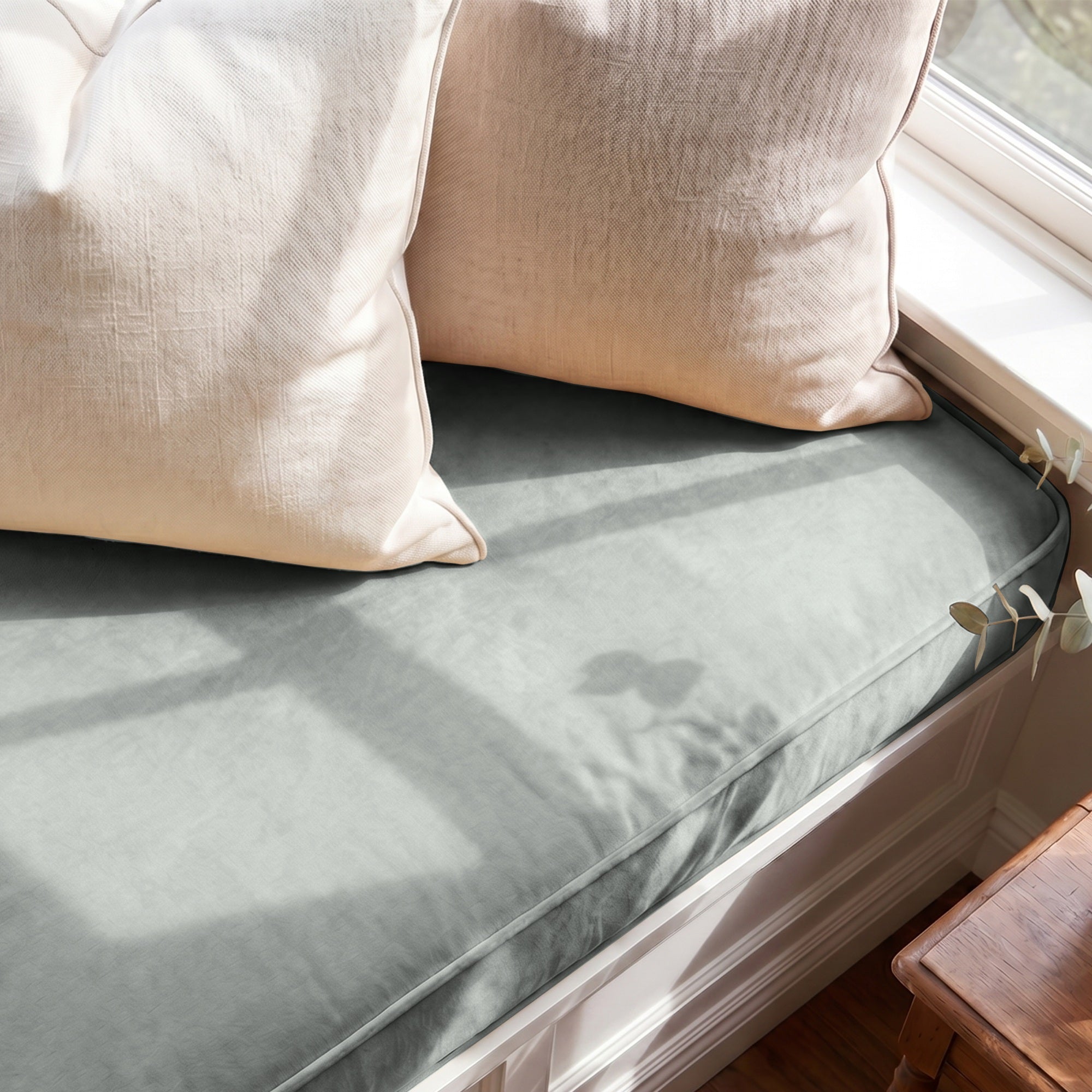Custom Velvet & Cotton Milky Coffee Flat Window Seat Cushion COVER - Baby 5