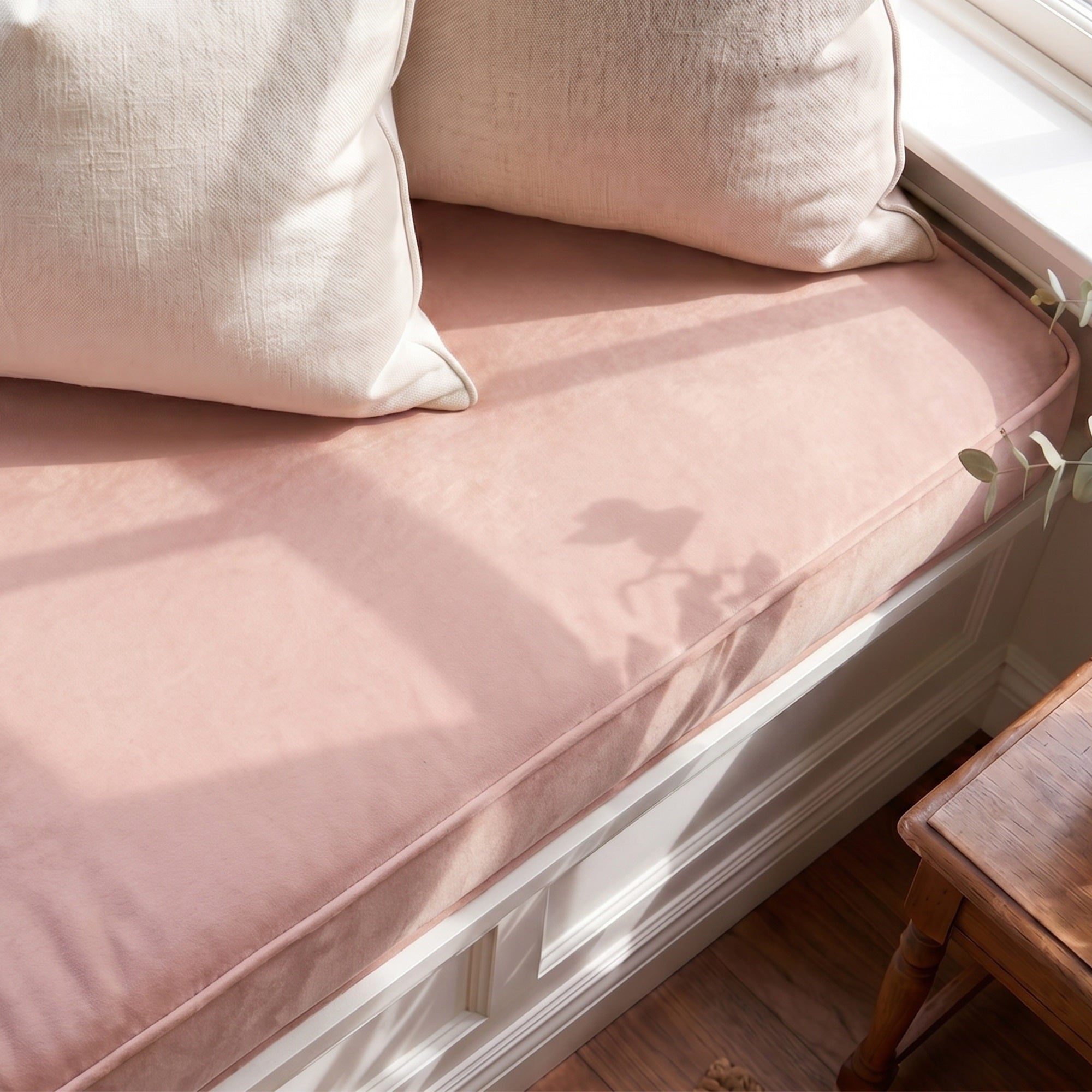 Custom Velvet & Cotton Pink Flat Window Seat Cushion COVER - Baby 11