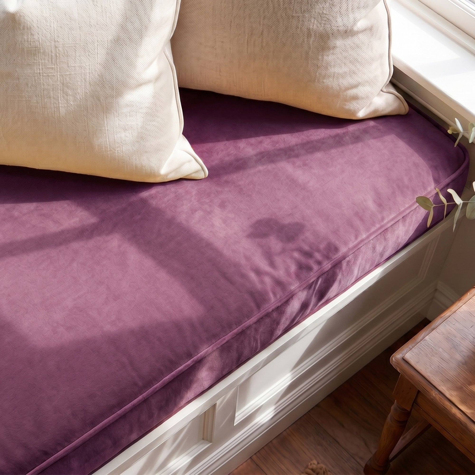 Custom Velvet & Cotton Purple Flat Window Seat Cushion - Baby 12