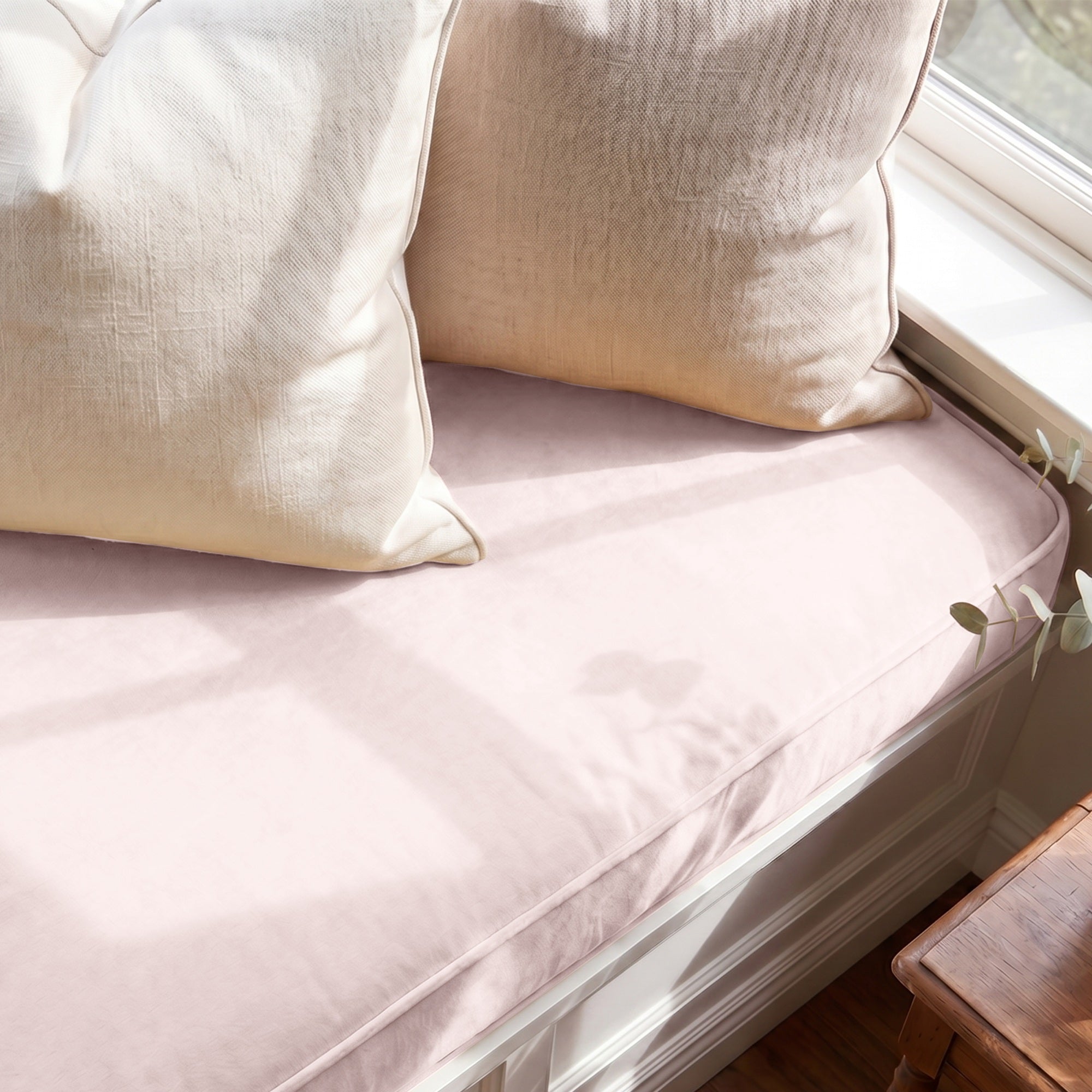 Custom Velvet & Cotton Dusty Pink Flat Window Seat Cushion COVER - Baby 10