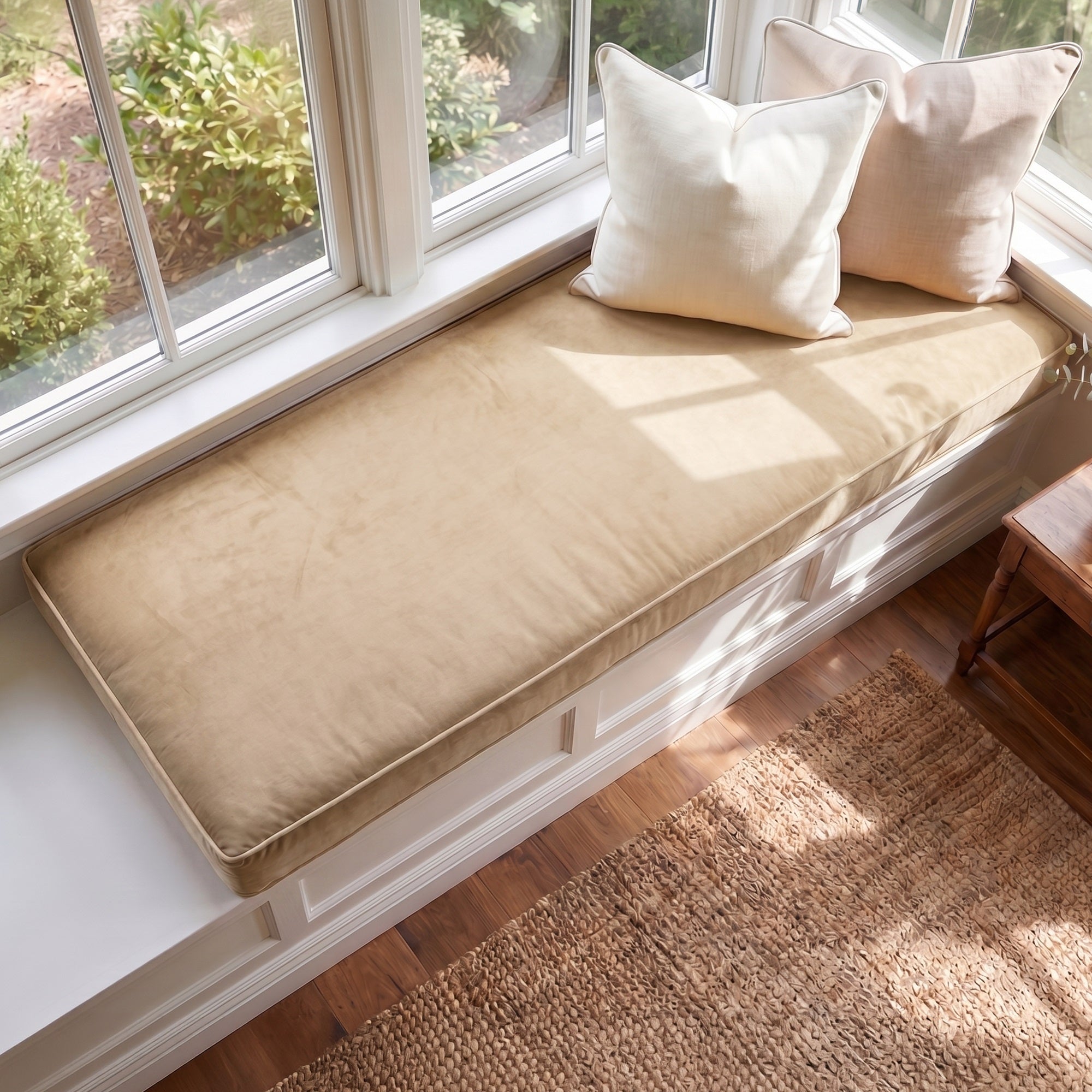 Custom Velvet & Cotton Bronze Flat Window Seat Cushion COVER - Baby 6