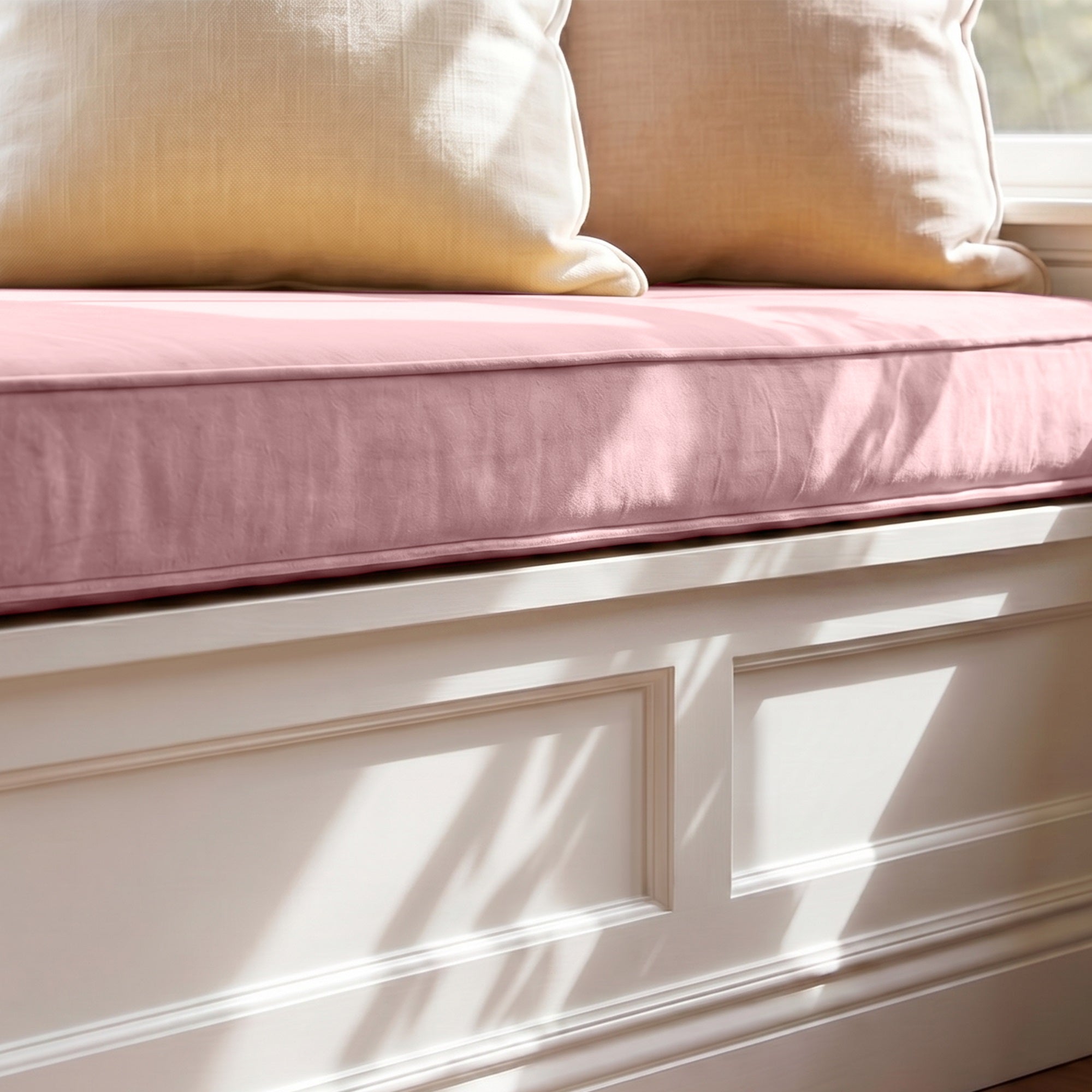 Custom Velvet & Cotton Pink Flat Window Seat Cushion COVER - Baby 11