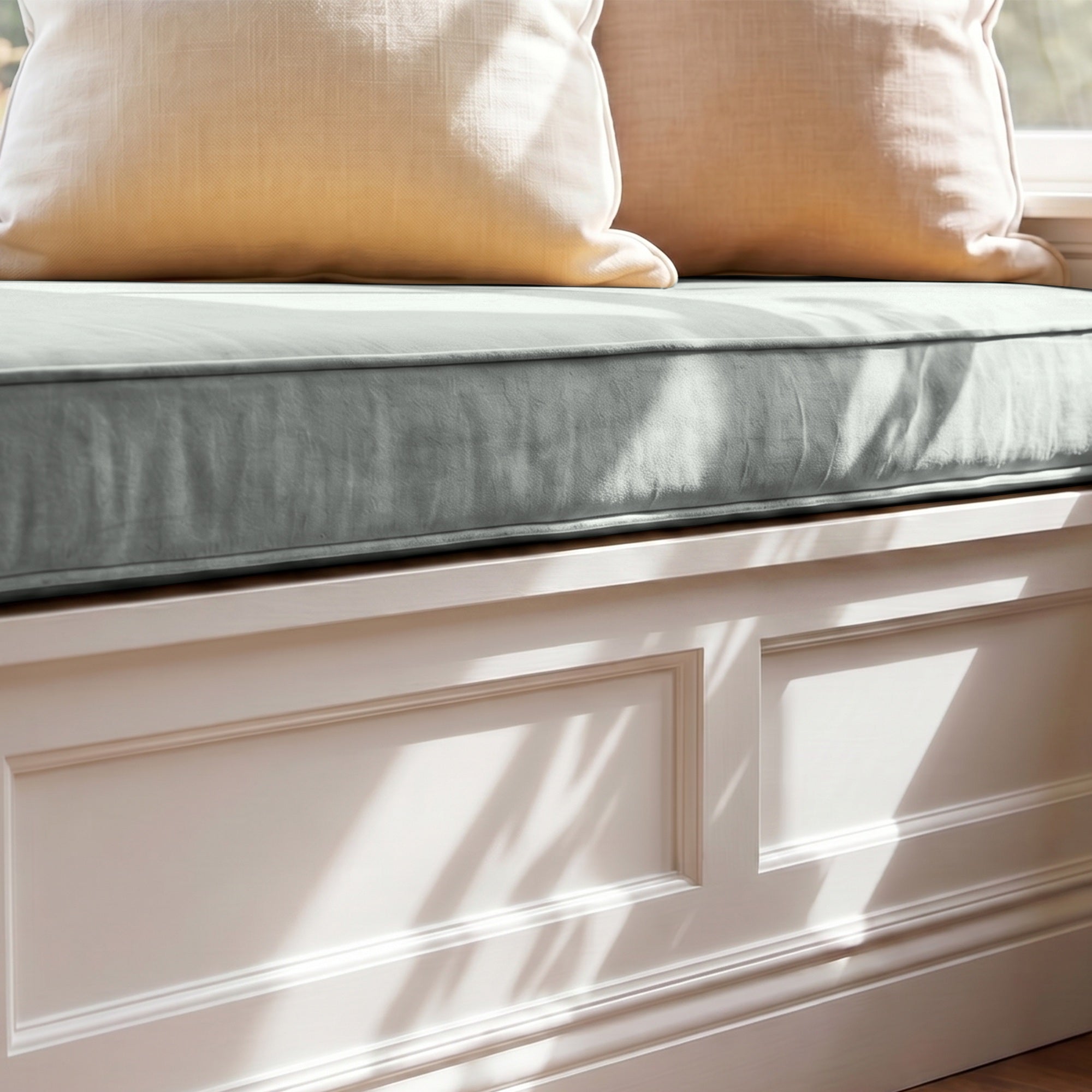 Custom Velvet & Cotton Milky Coffee Flat Window Seat Cushion COVER - Baby 5