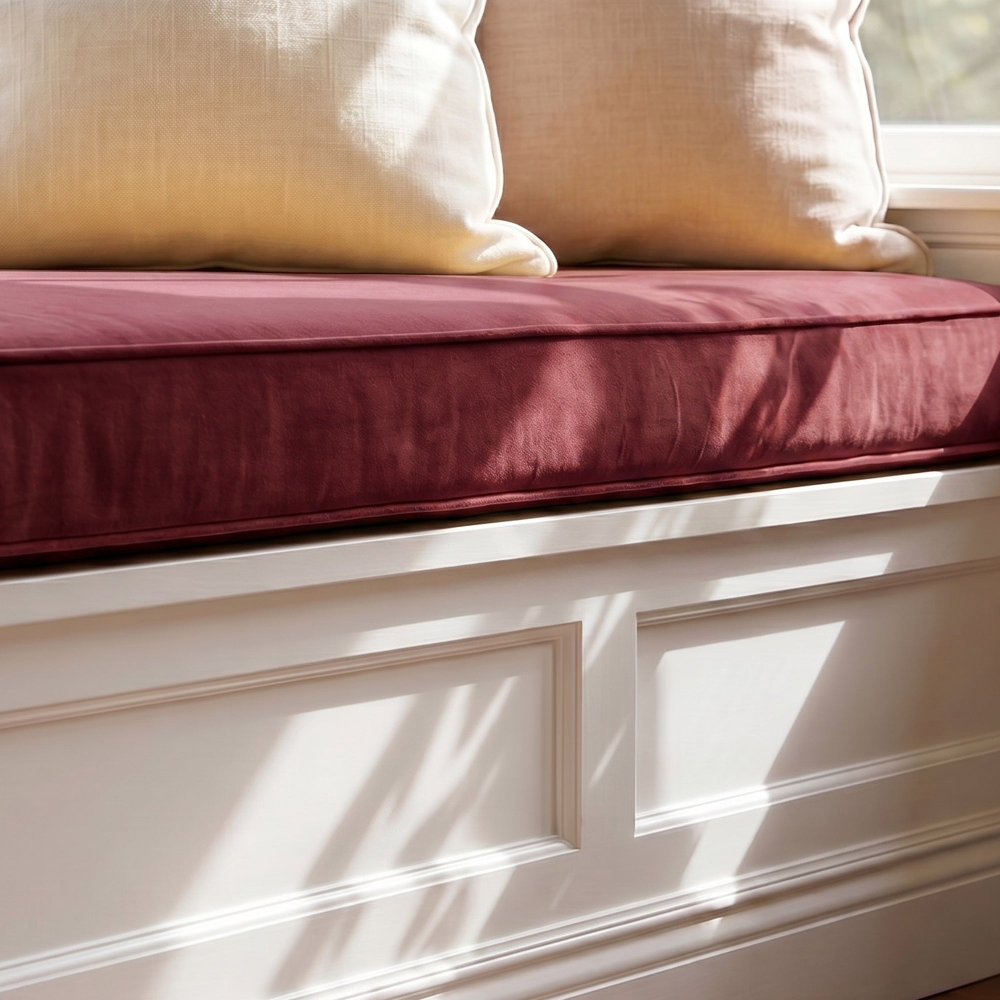 Custom Velvet & Cotton Plum Flat Window Seat Cushion COVER - Baby 14
