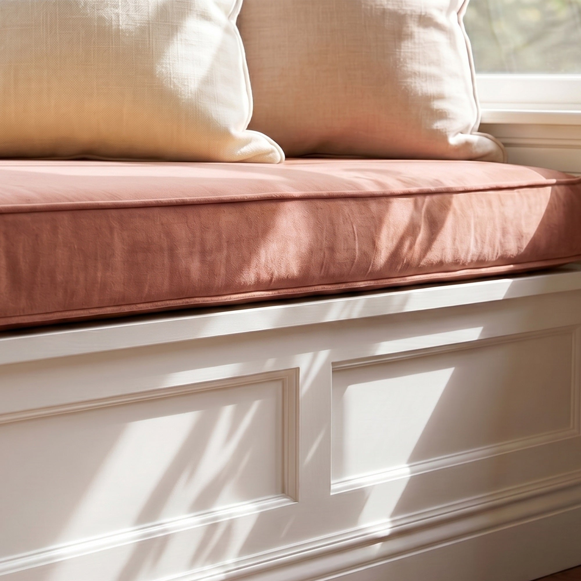 Custom Velvet & Cotton Dusty Rose Flat Window Seat Cushion - Baby 13