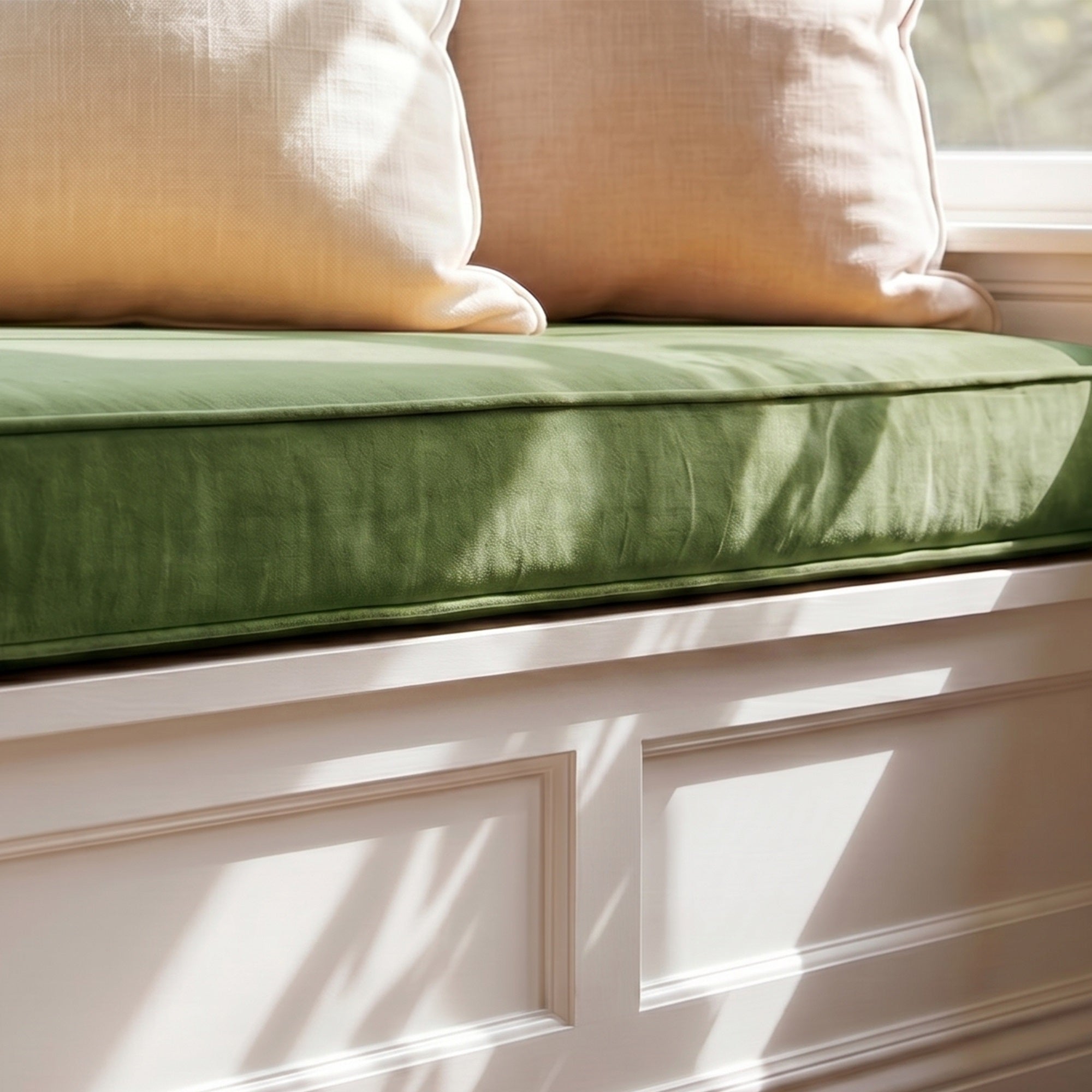 Custom Velvet & Cotton Green Flat Window Seat Cushion COVER - Baby 15