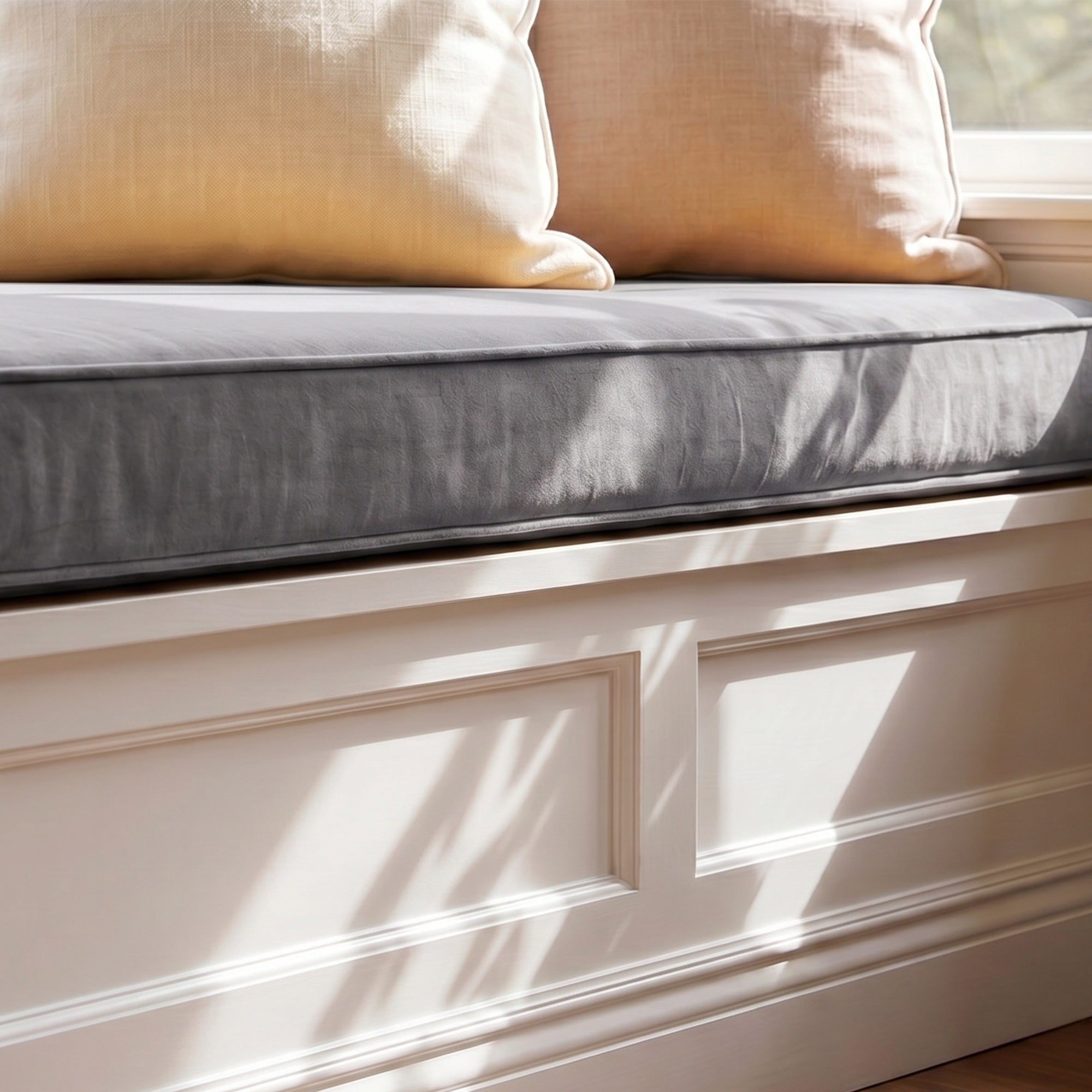 Custom Velvet & Cotton Dark Gray Flat Window Seat Cushion COVER - Baby 24