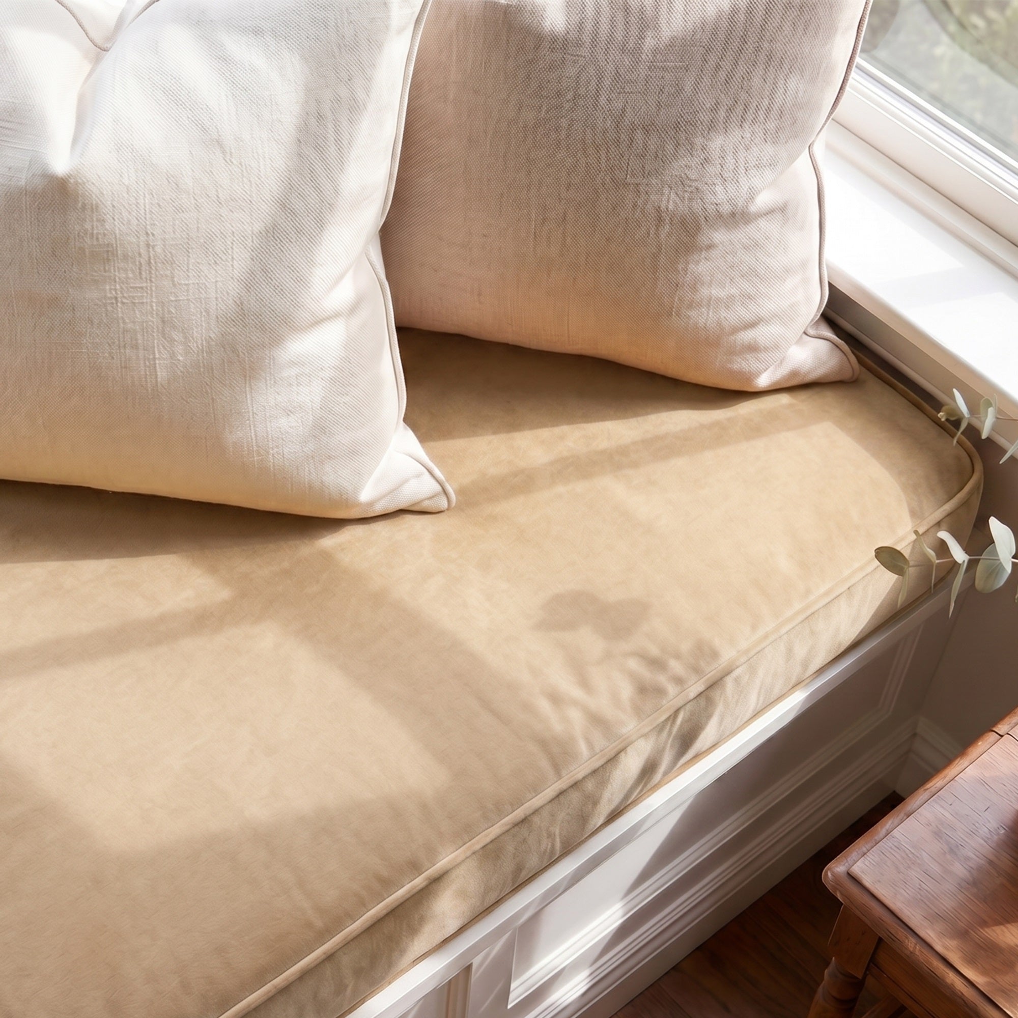 Custom Velvet & Cotton Bronze Flat Window Seat Cushion COVER - Baby 6