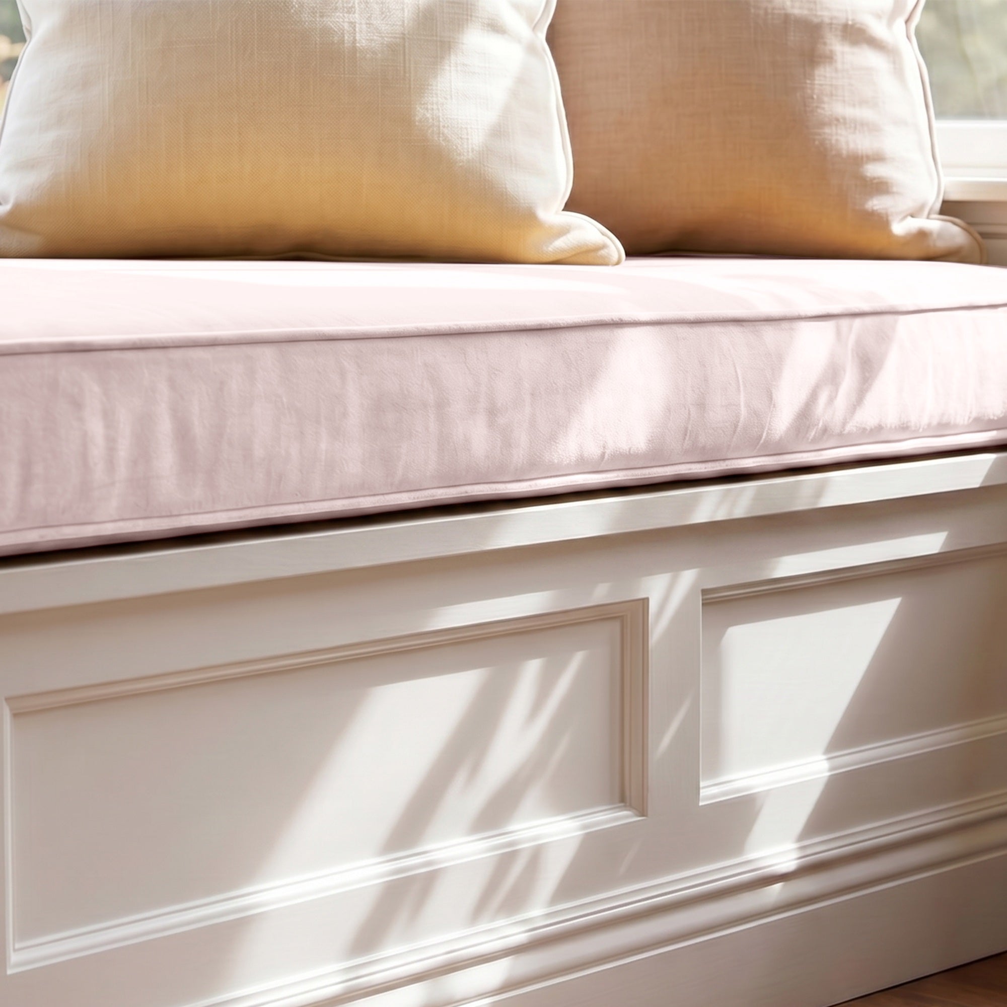 Custom Velvet & Cotton Dusty Pink Flat Window Seat Cushion COVER - Baby 10