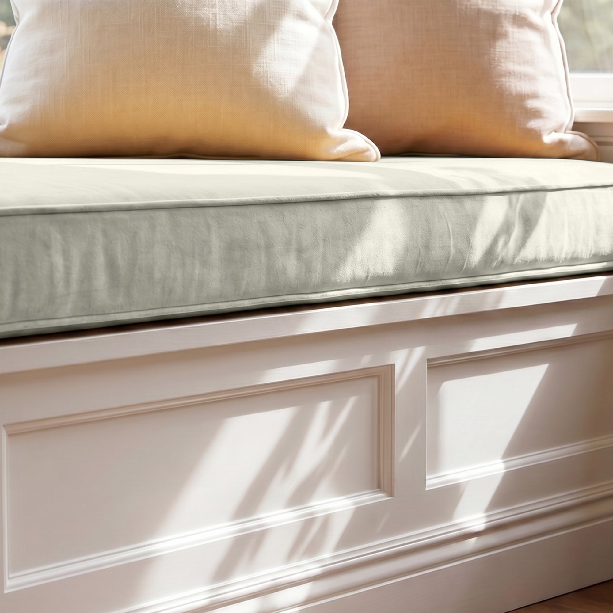 Custom Velvet & Cotton Gray Flat Window Seat Cushion COVER - Baby 4
