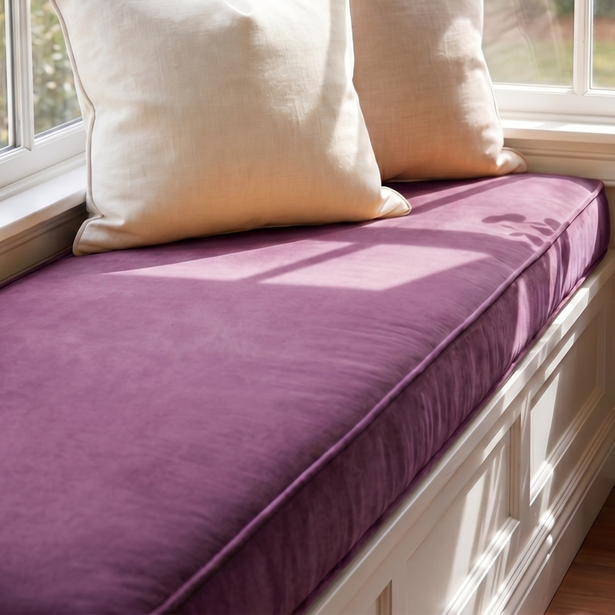 Custom Velvet & Cotton Purple Flat Window Seat Cushion - Baby 12