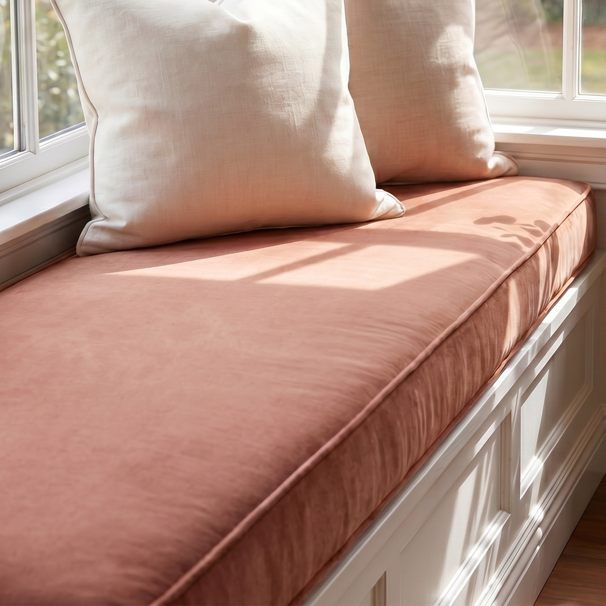 Custom Velvet & Cotton Dusty Rose Flat Window Seat Cushion - Baby 13