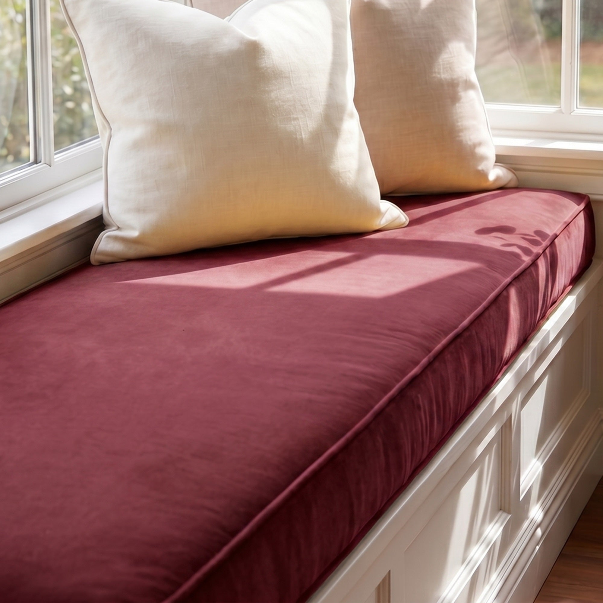 Custom Velvet & Cotton Plum Flat Window Seat Cushion COVER - Baby 14
