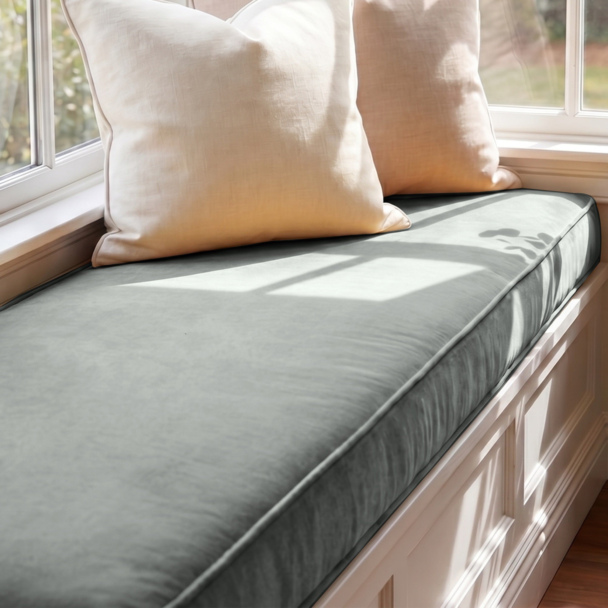 Custom Velvet & Cotton Milky Coffee Flat Window Seat Cushion COVER - Baby 5