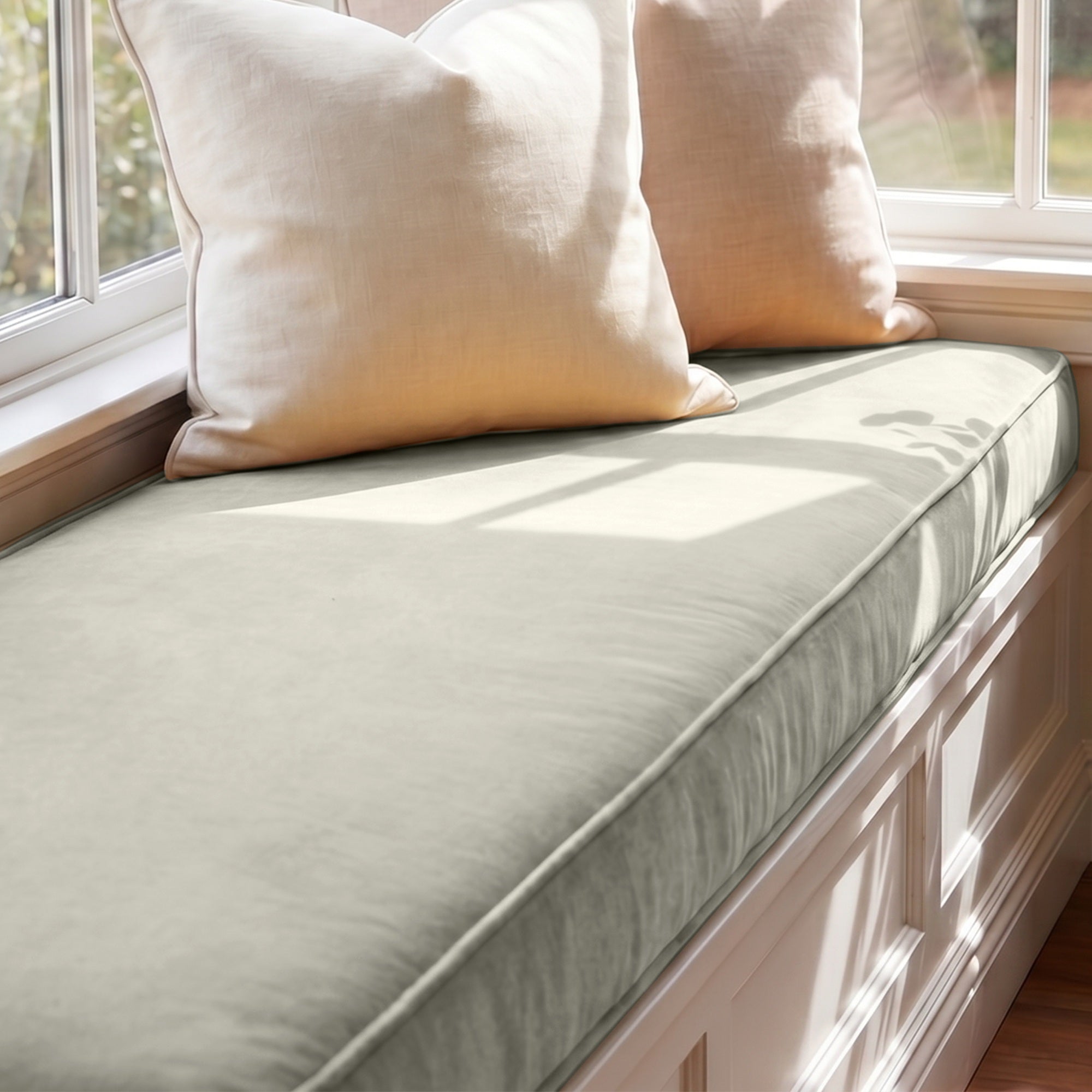 Custom Velvet & Cotton Gray Flat Window Seat Cushion COVER - Baby 4