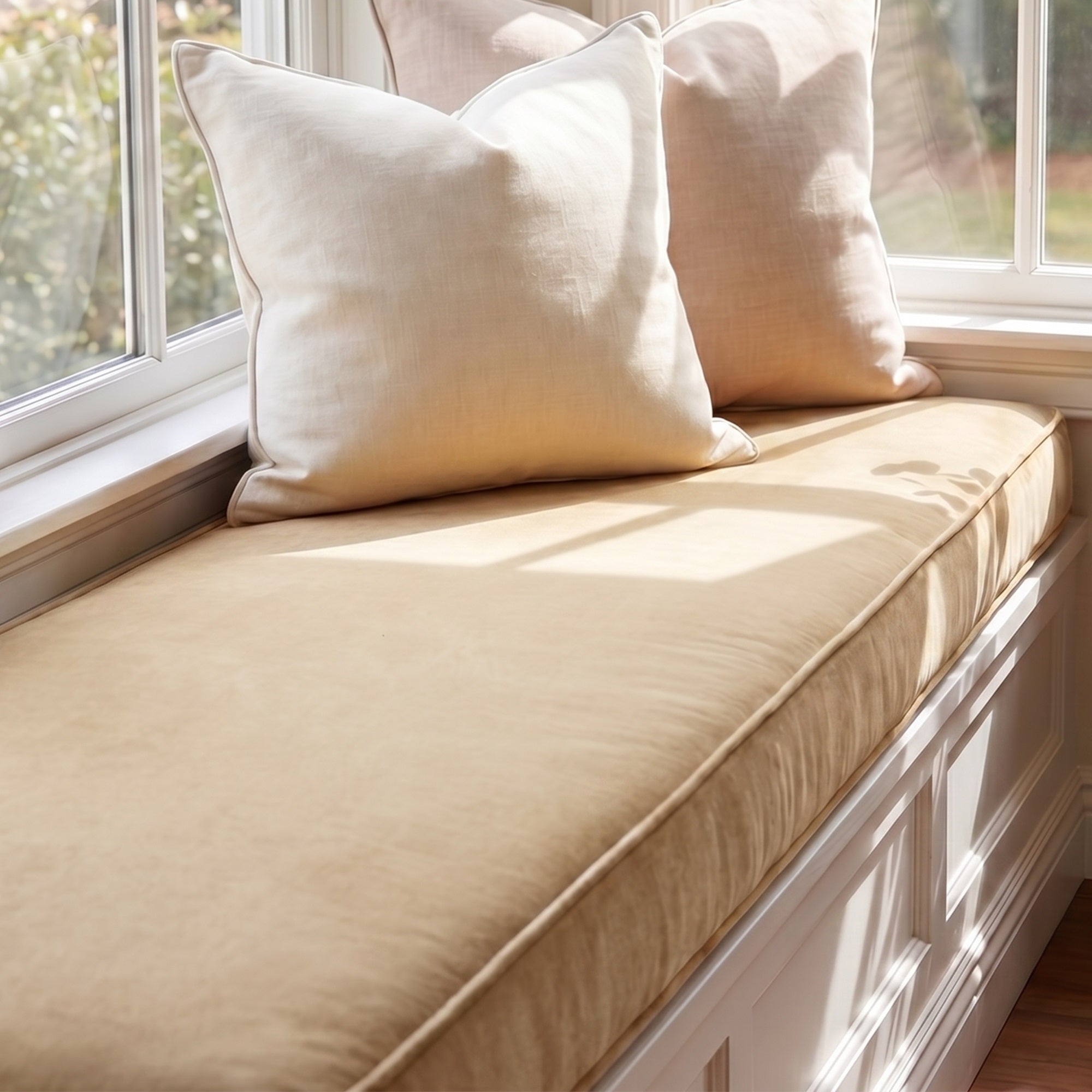 Custom Velvet & Cotton Bronze Flat Window Seat Cushion COVER - Baby 6