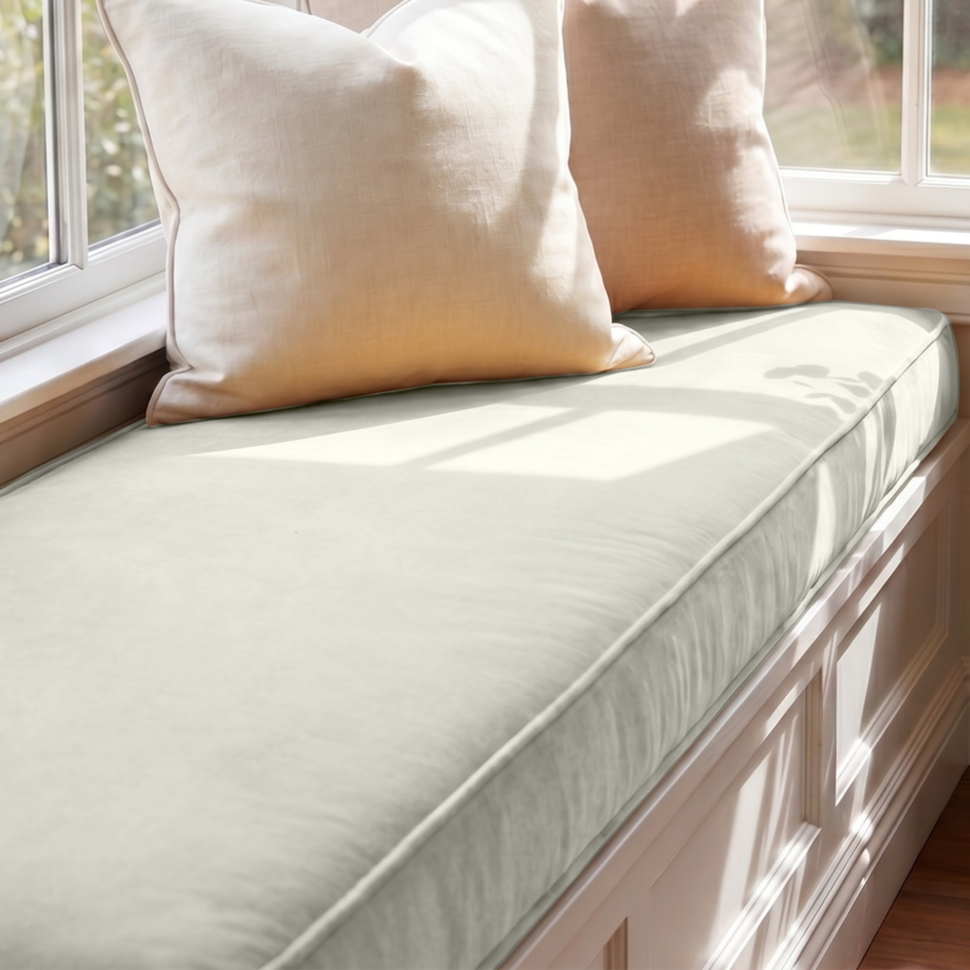 Custom Velvet & Cotton Gray Flat Window Seat Cushion COVER - Baby 2