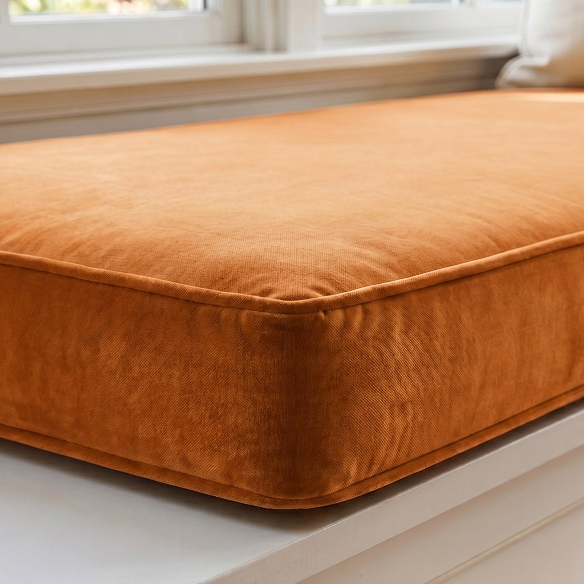 Custom Velvet & Cotton Terracotta Flat Window Seat Cushion - Baby 9