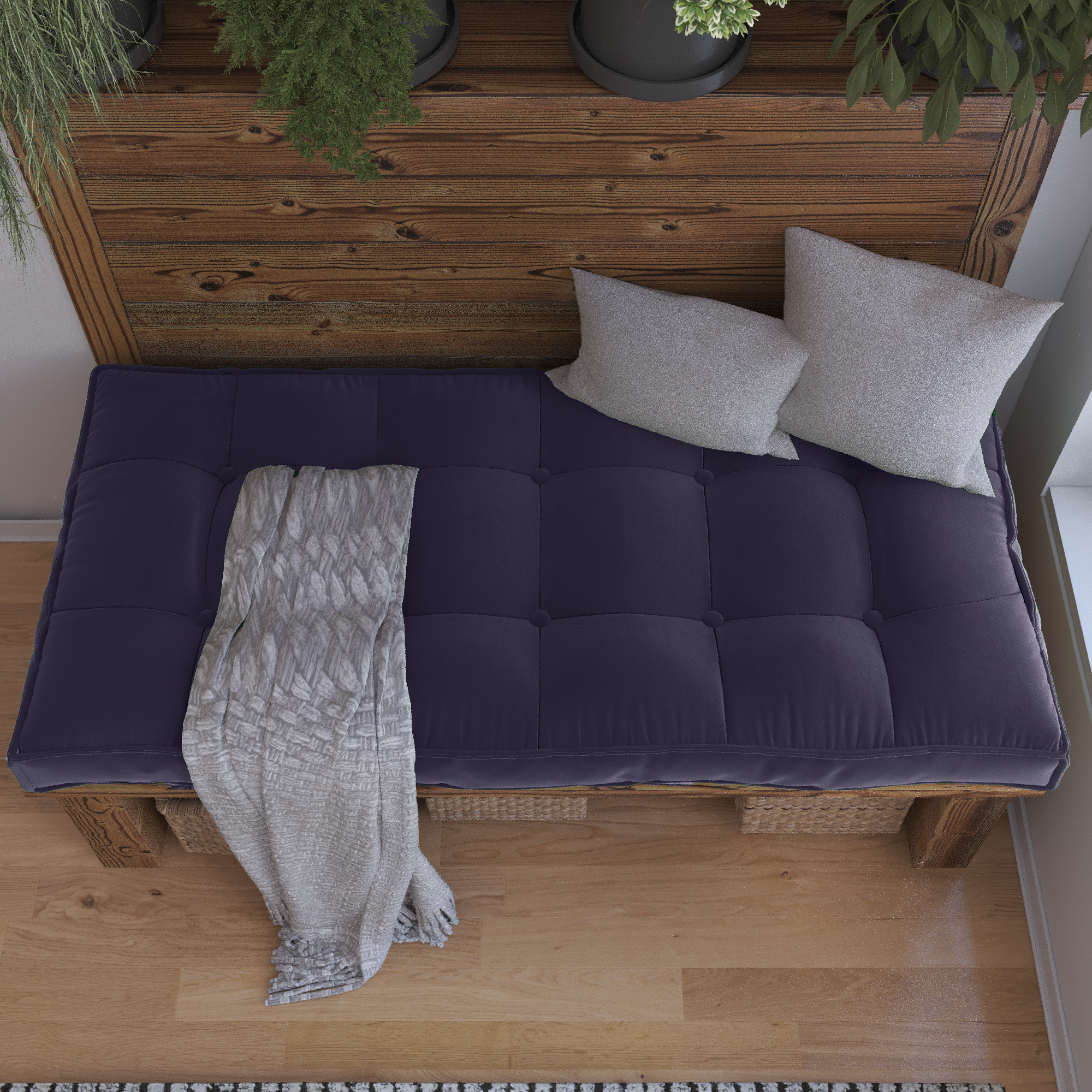 Farmhouse Tufted Bench Cushion Transforms Your Dining Bench With Rustic Style.