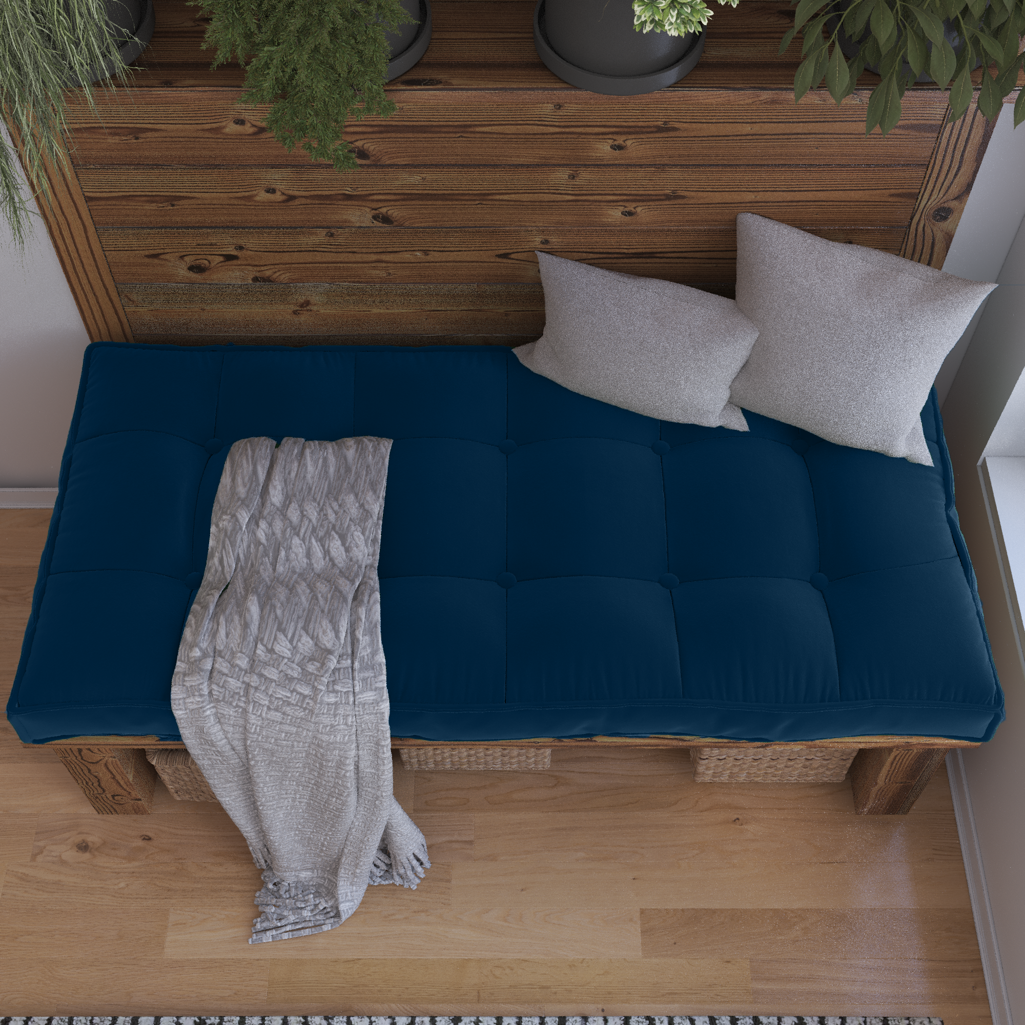 Farmhouse Tufted Bench Cushion Transforms Your Dining Bench With Rustic Style.