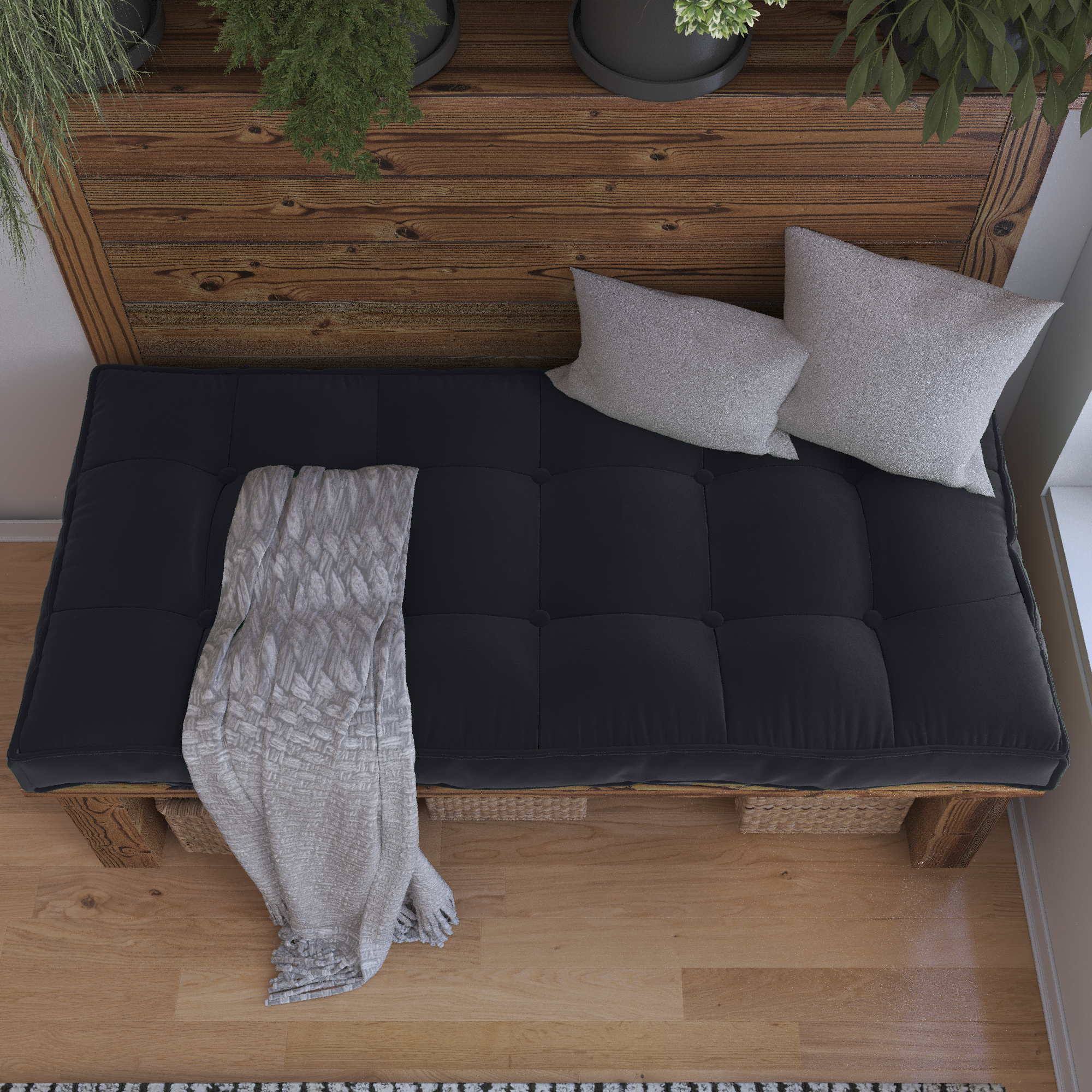 Farmhouse Tufted Bench Cushion Transforms Your Dining Bench With Rustic Style.