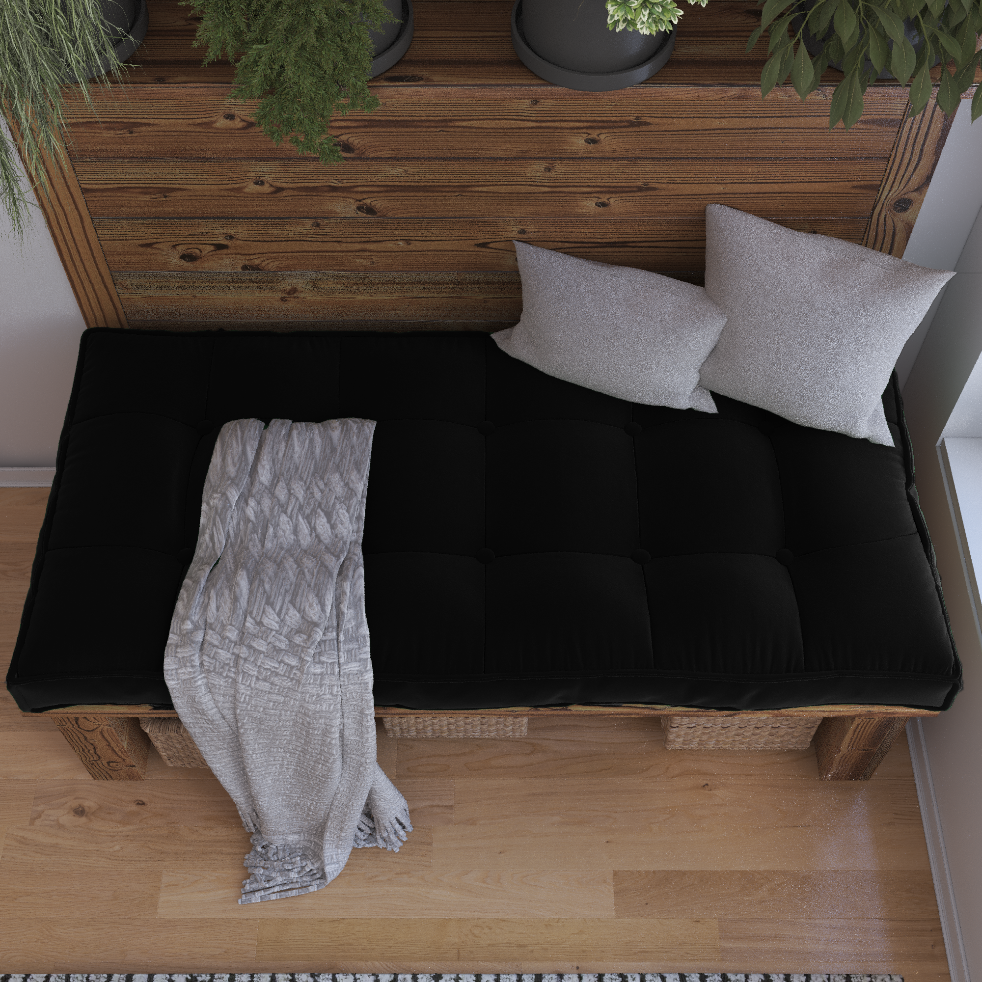 Farmhouse Tufted Bench Cushion Transforms Your Dining Bench With Rustic Style.