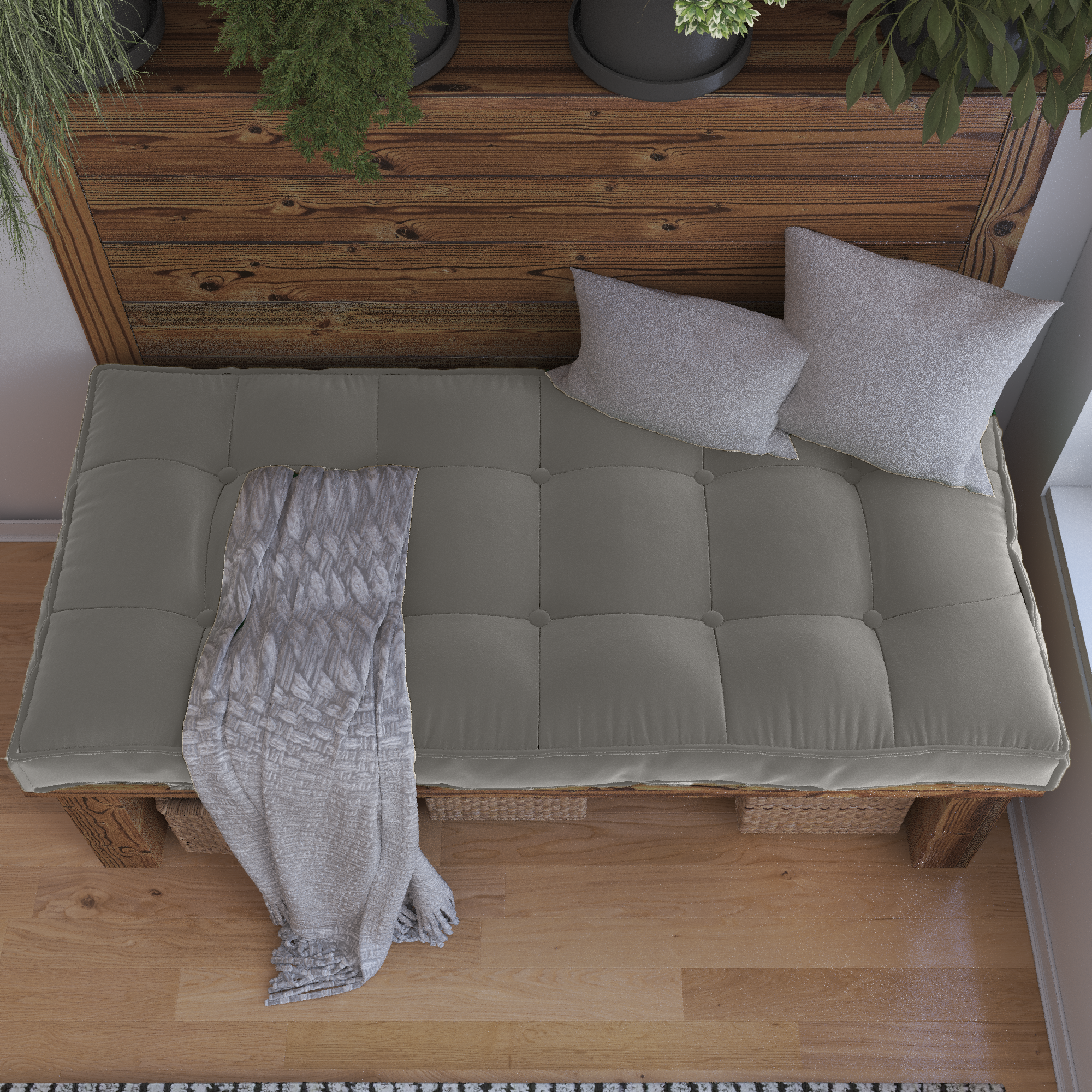 Farmhouse Tufted Bench Cushion Transforms Your Dining Bench With Rustic Style.