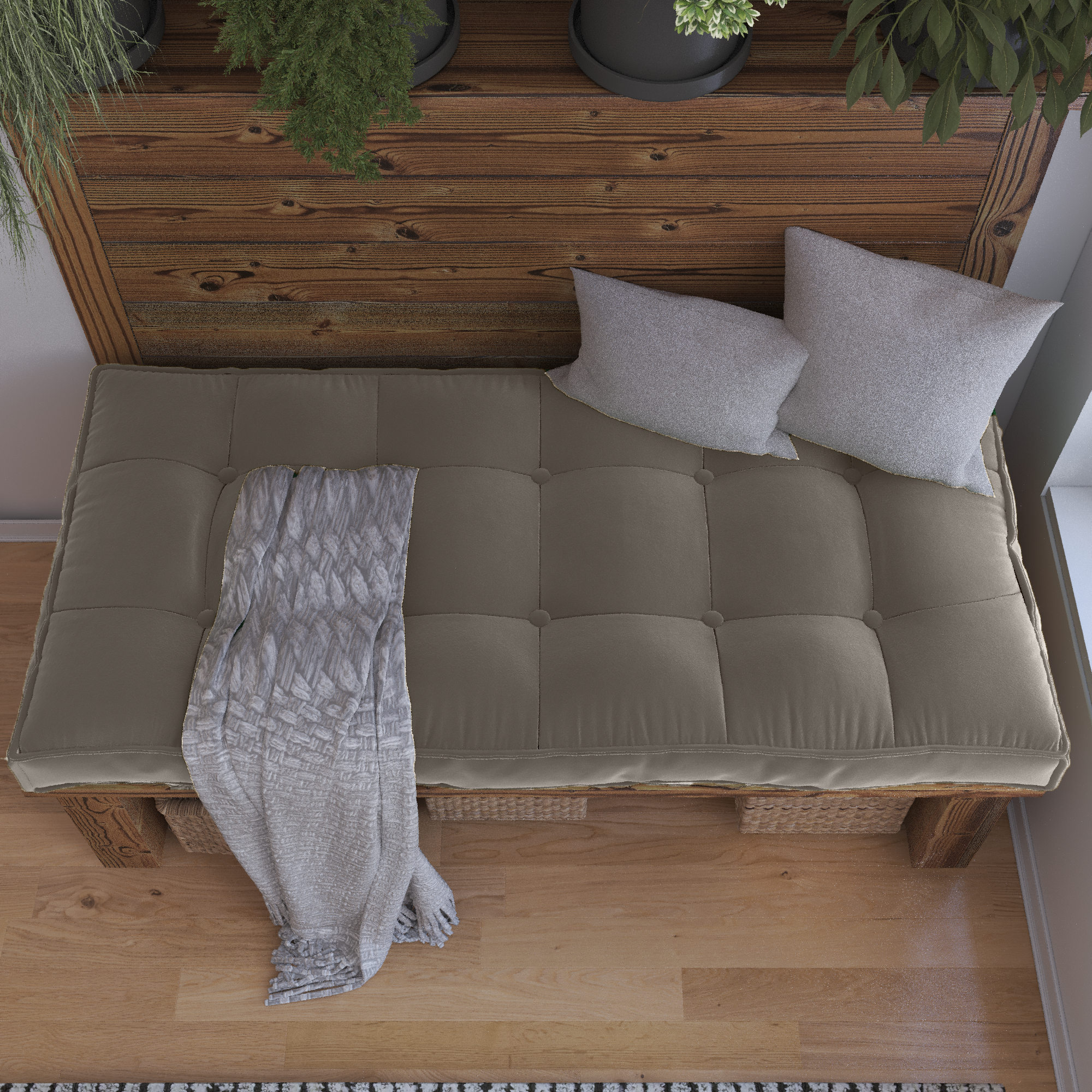 Farmhouse Tufted Bench Cushion Transforms Your Dining Bench With Rustic Style.