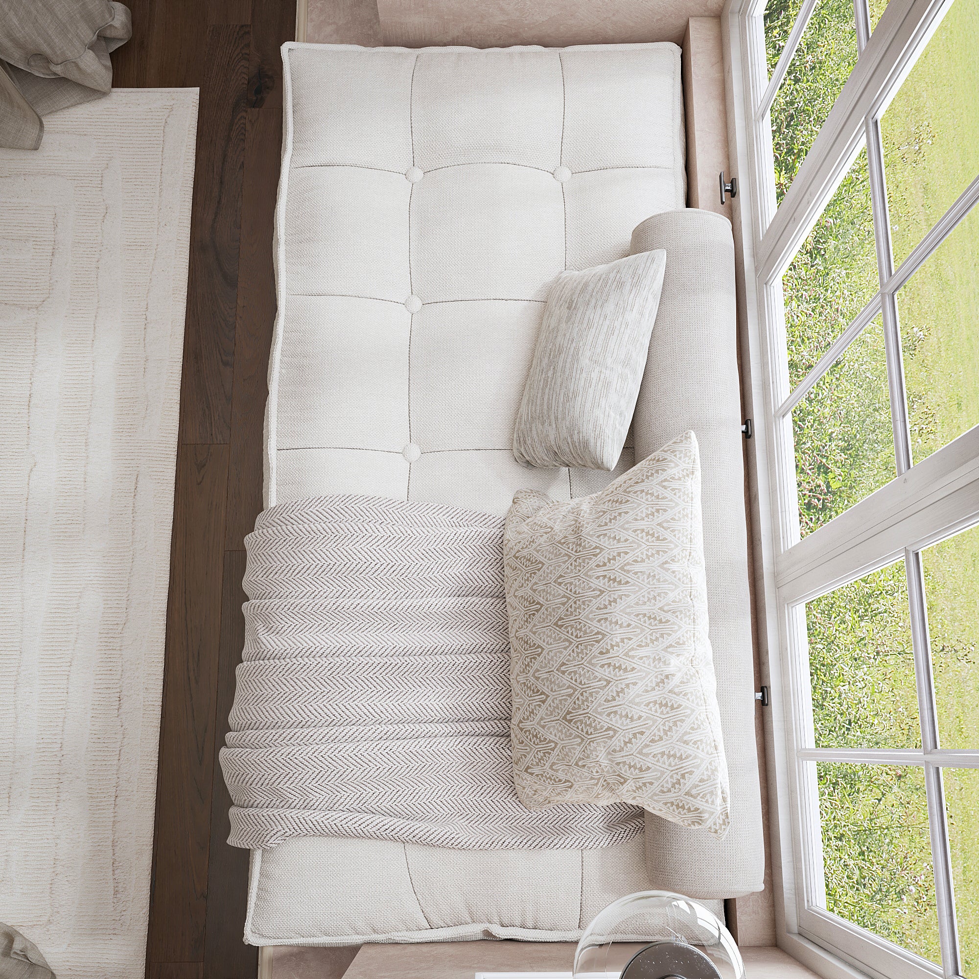 Farmhouse Tufted Bench Cushion Transforms Your Dining Bench With Rustic Style.