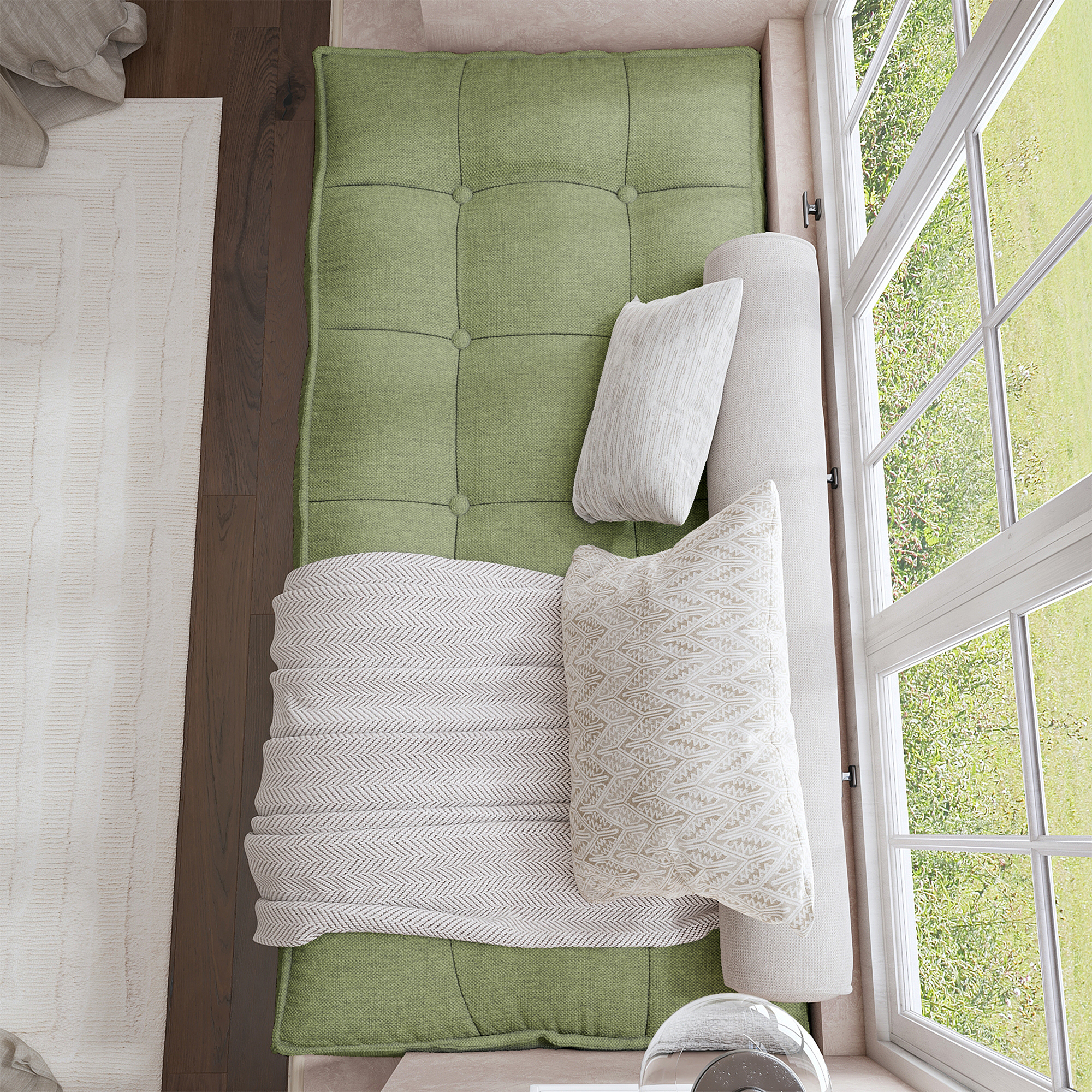 Farmhouse Tufted Bench Cushion Transforms Your Dining Bench With Rustic Style.
