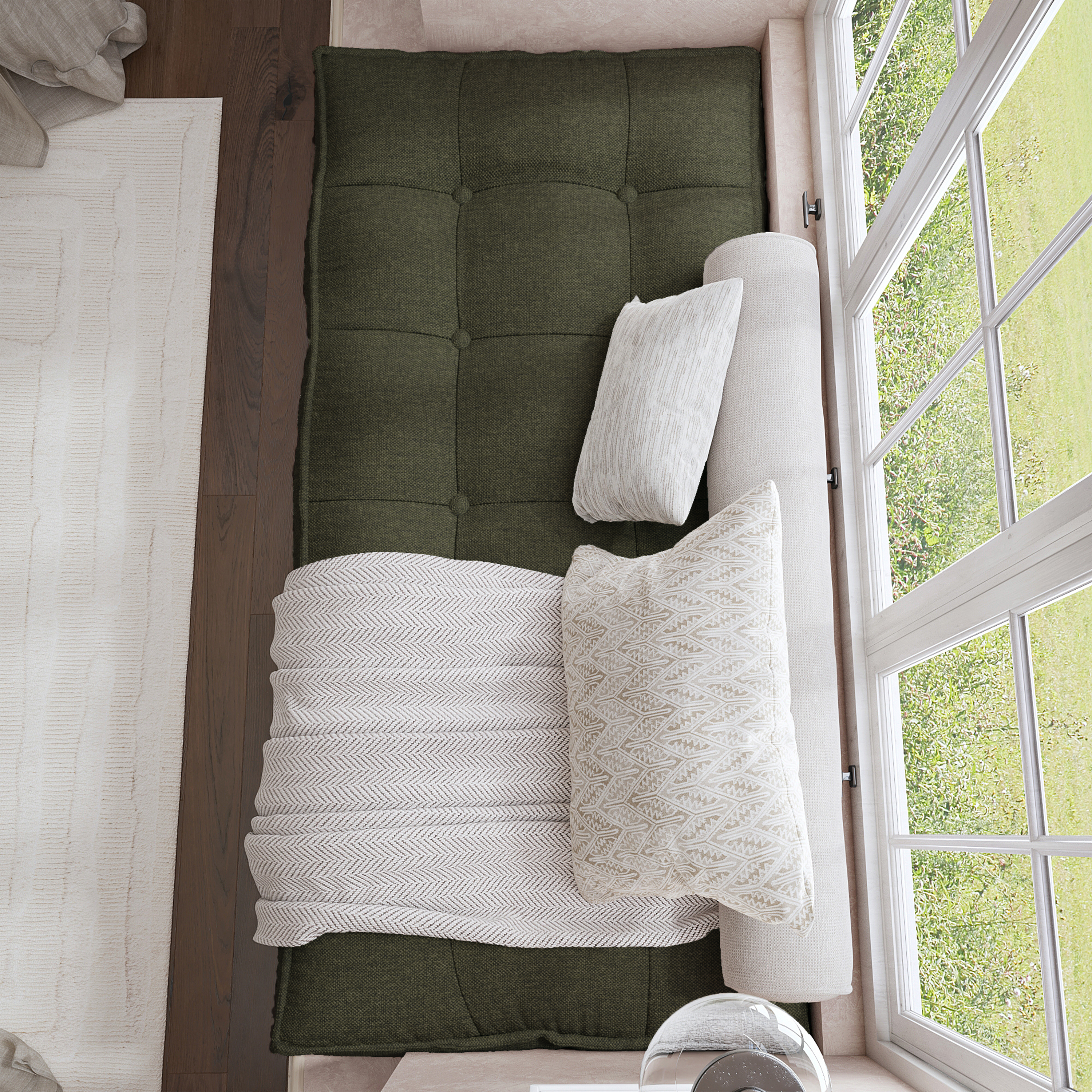 Farmhouse Tufted Bench Cushion Transforms Your Dining Bench With Rustic Style.