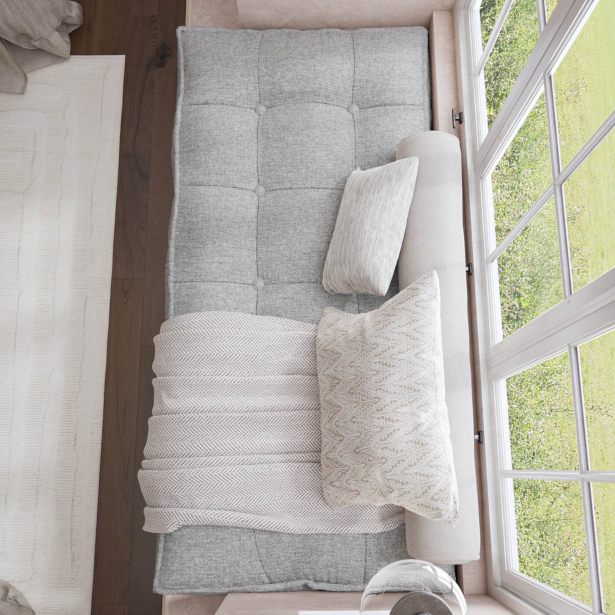 Farmhouse Tufted Bench Cushion Transforms Your Dining Bench With Rustic Style.