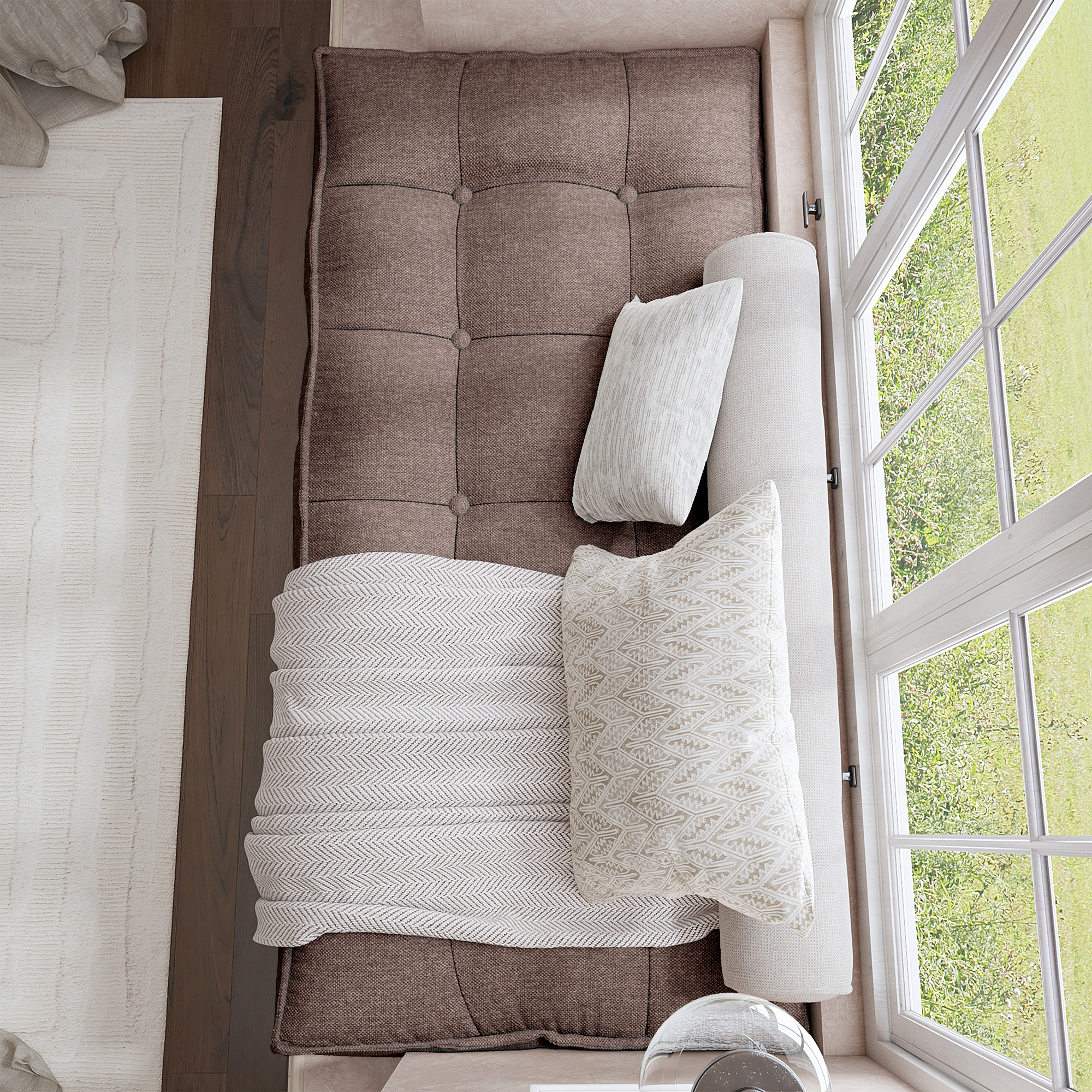 Farmhouse Tufted Bench Cushion Transforms Your Dining Bench With Rustic Style.