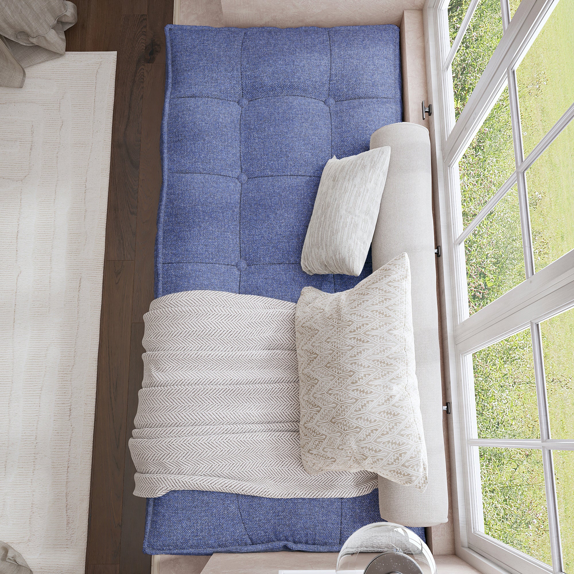 Farmhouse Tufted Bench Cushion Transforms Your Dining Bench With Rustic Style.