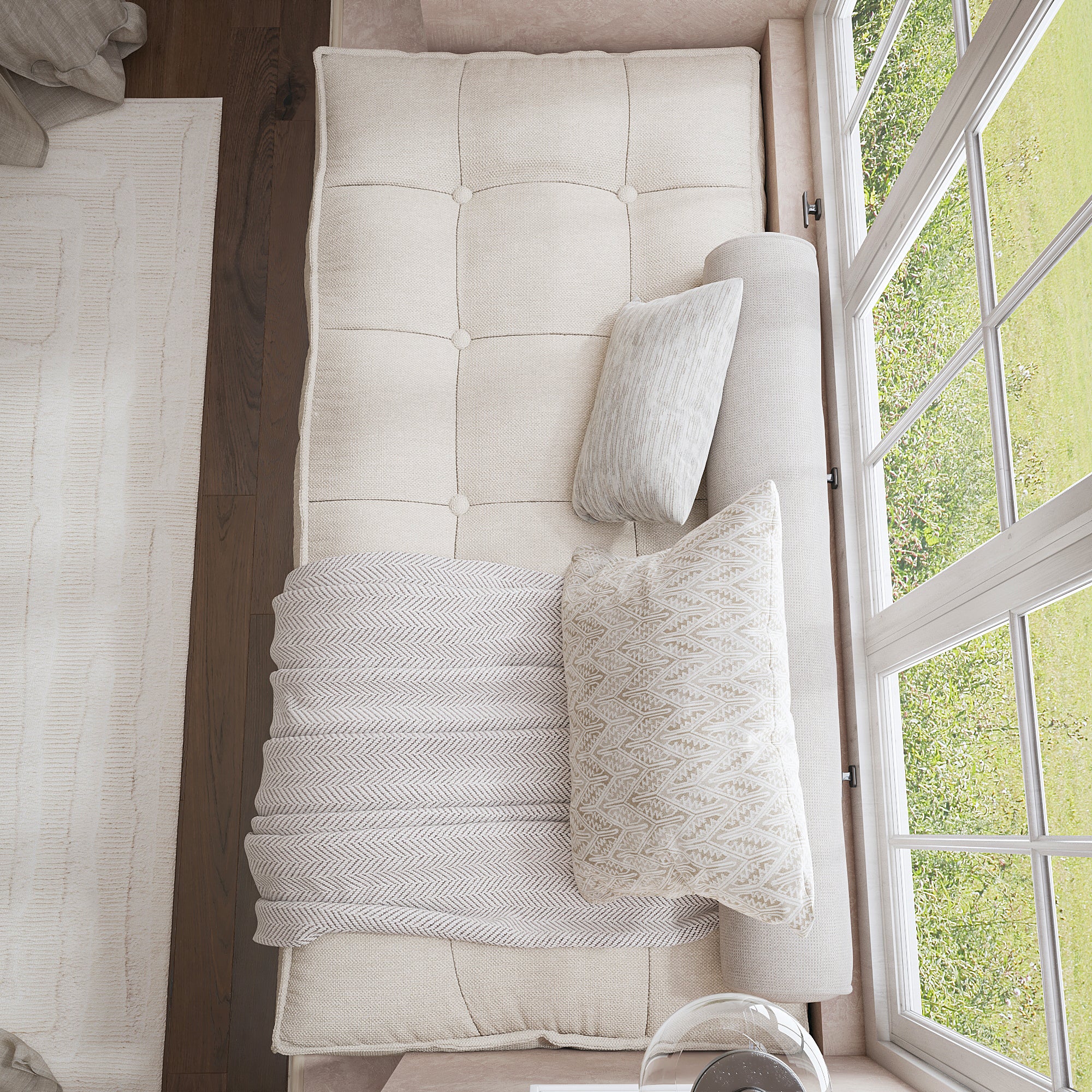 Farmhouse Tufted Bench Cushion Transforms Your Dining Bench With Rustic Style.